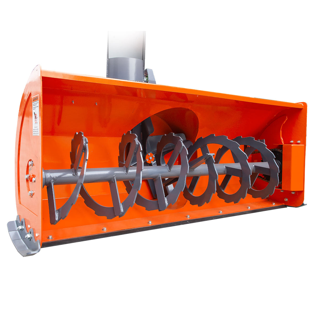 TMG Industrial 72” Skid Steer Snow Blower, 45-75 HP Loader Required, 24” Diameter Impeller, 360° Snow Chute, TMG-SSB72
