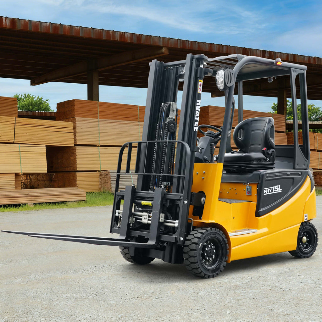 HUAYEE FHY15L 1.2-Ton Electric Forklift – Lithium Powered, 4-Wheel Seated Forklift with 3-Meter Full Free Lift Mast for Containers & Narrow Aisles