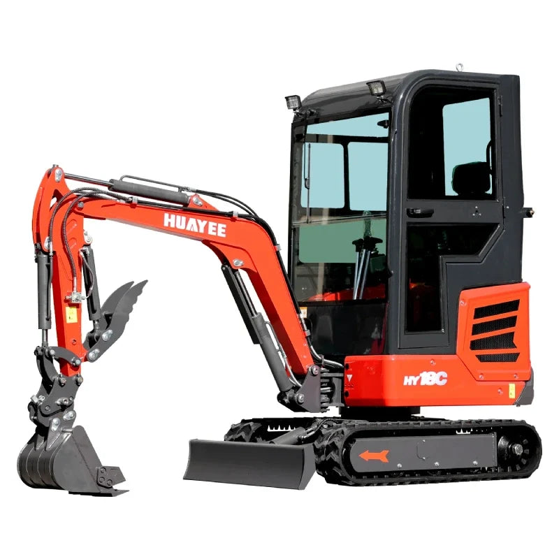 HUAYEE HY18C | Mini Excavator with 14hp Kubota Engine | Hydraulic Thumb, Side Swing & Cab