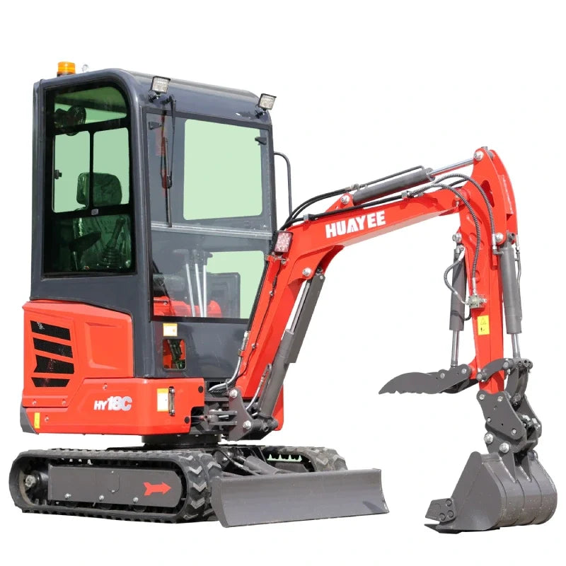 HUAYEE HY18C | Mini Excavator with 14hp Kubota Engine | Hydraulic Thumb, Side Swing & Cab