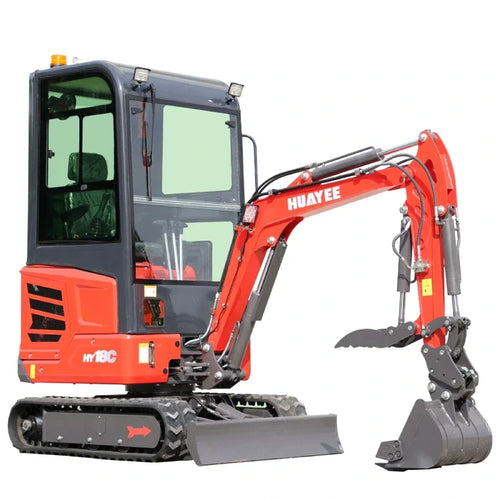 HUAYEE HY18C | Mini Excavator with 14hp Kubota Engine | Hydraulic Thumb, Side Swing & Cab