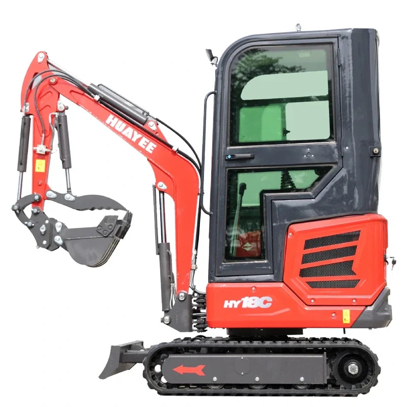 HUAYEE HY18C | Mini Excavator with 14hp Kubota Engine | Hydraulic Thumb, Side Swing & Cab