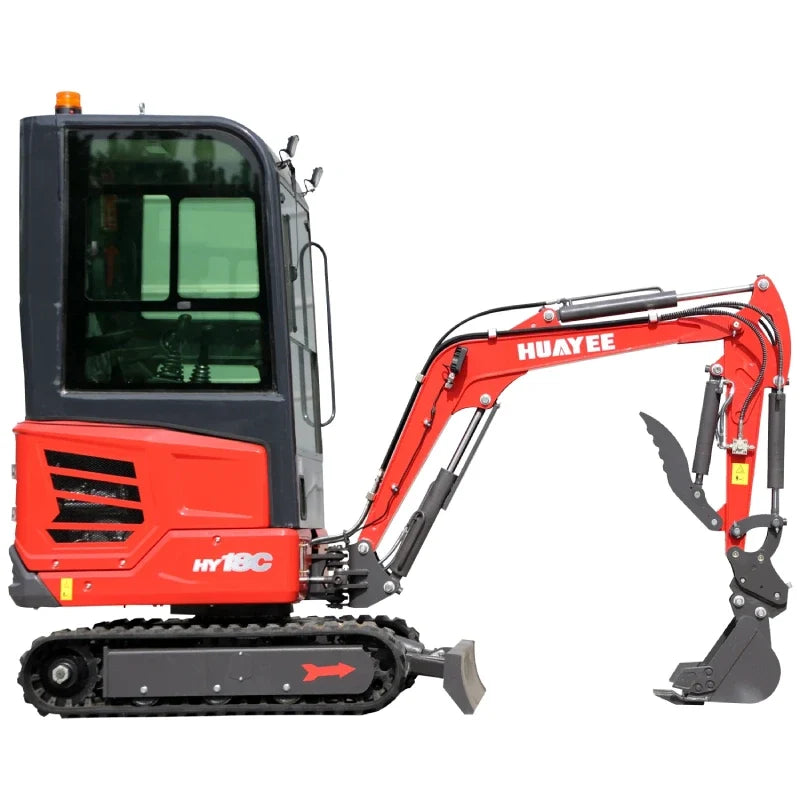 HUAYEE HY18C | Mini Excavator with 14hp Kubota Engine | Hydraulic Thumb, Side Swing & Cab