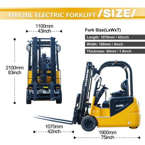 HUAYEE FHY20L 1.8-Ton Electric Forklift – High-Performance 76.8V Lithium Powered 4-Wheel Forklift