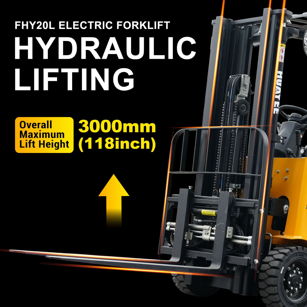 HUAYEE FHY20L 1.8-Ton Electric Forklift – High-Performance 76.8V Lithium Powered 4-Wheel Forklift
