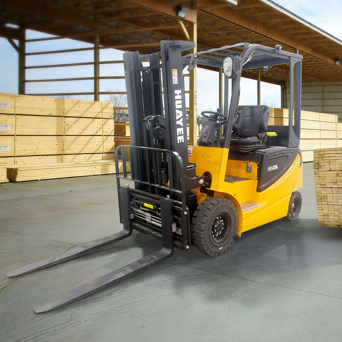HUAYEE FHY25L 2.5-Ton Electric Forklift – Heavy Duty 4-Wheel Lithium Powered Forklift