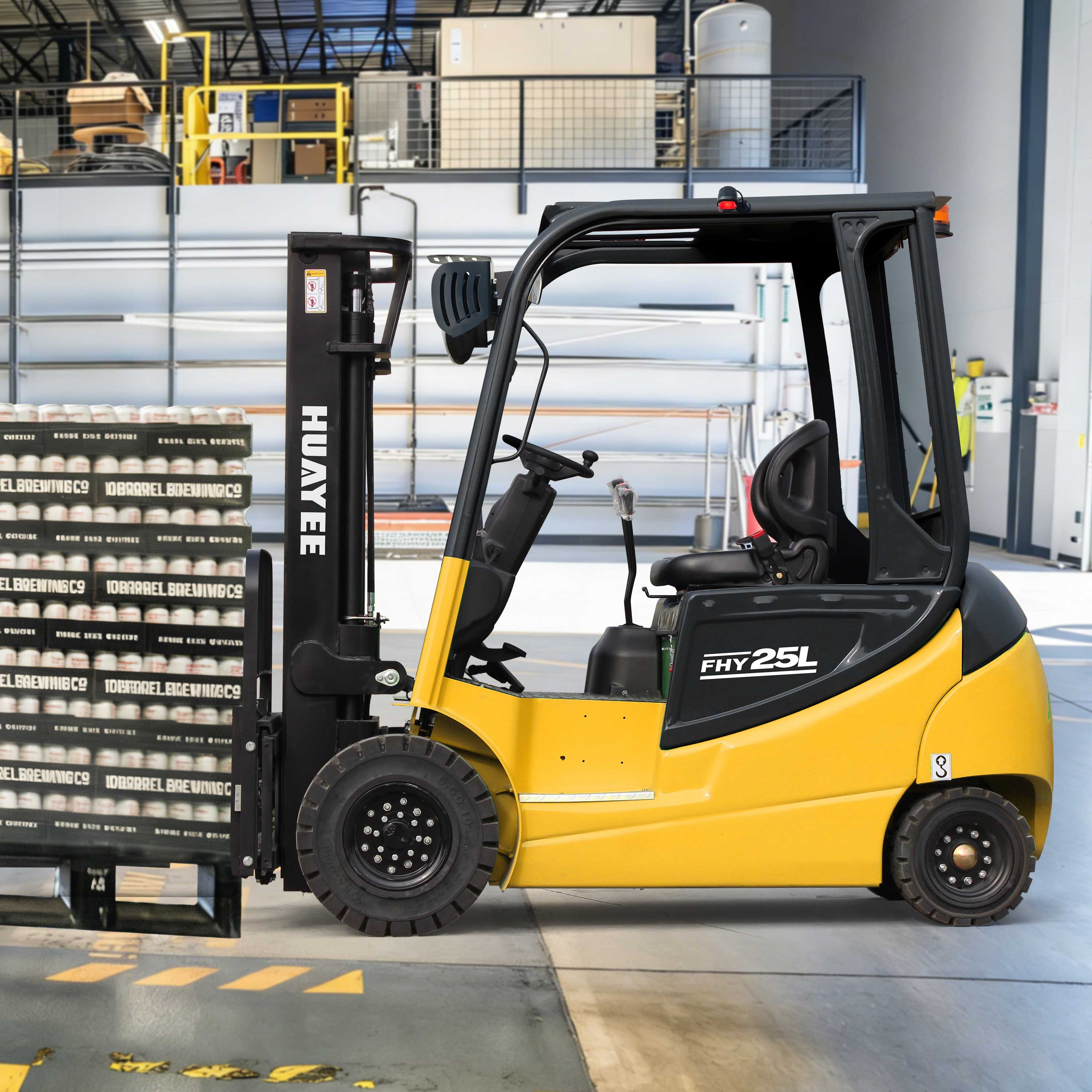 HUAYEE FHY25L 2.5-Ton Electric Forklift – Heavy Duty 4-Wheel Lithium Powered Forklift