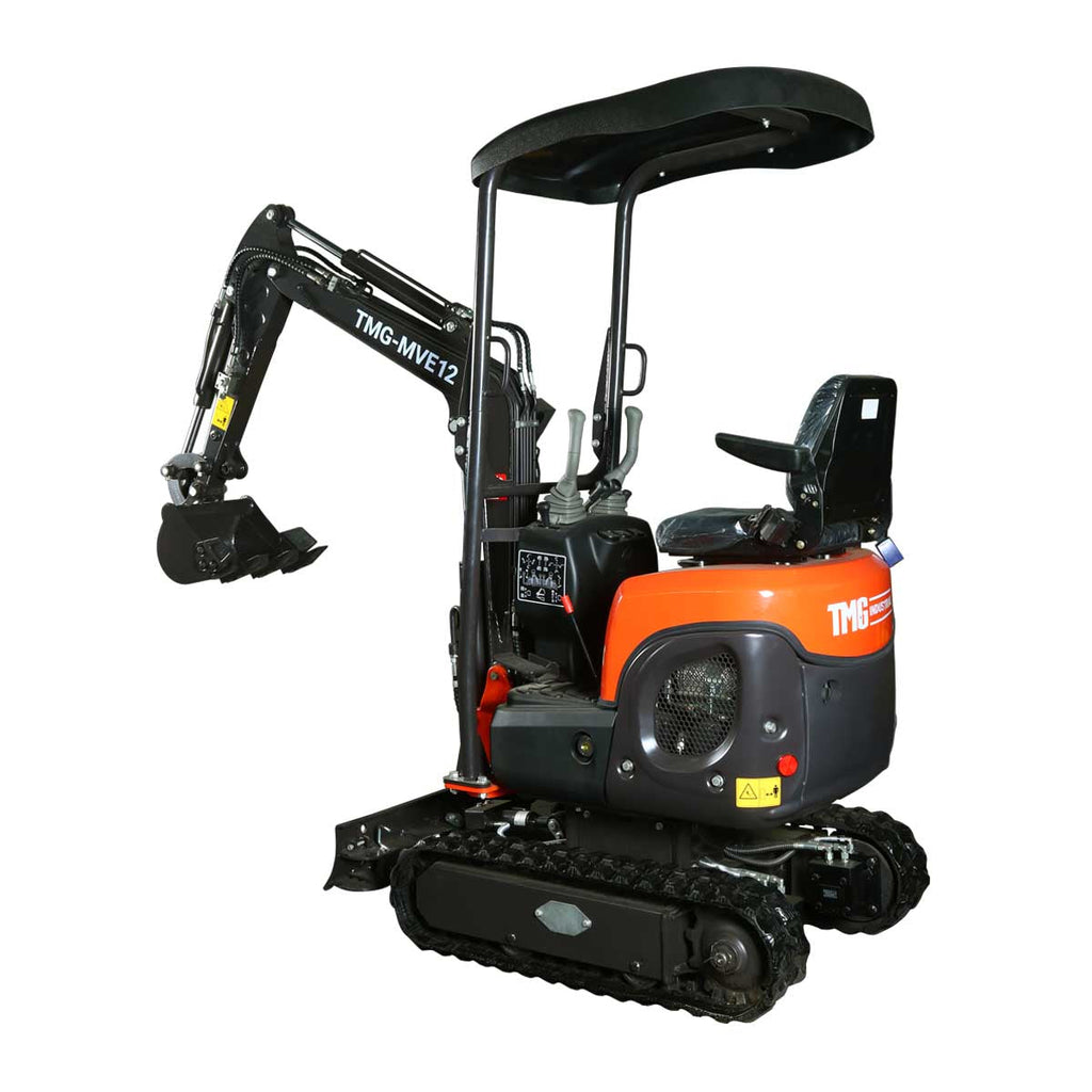 TMG Industrial 1200 KG Mini Compact Excavator, 14 HP Kubota Diesel, KDK Pump, Eaton Motor, Zero Tail Overhang, Adjustable Chassis Width, TMG-MVE12