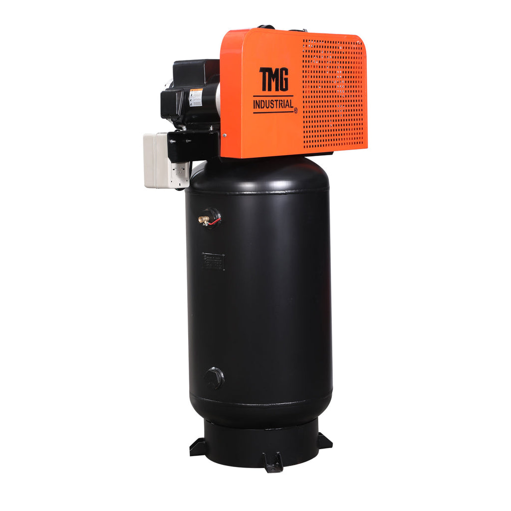 TMG Industrial 80 Gallon 7.5 HP Stationary Electric Air Compressor, 6 Min Fill Time, 230V Induction Motor, ASME Vertical Tank, TMG-ACE80