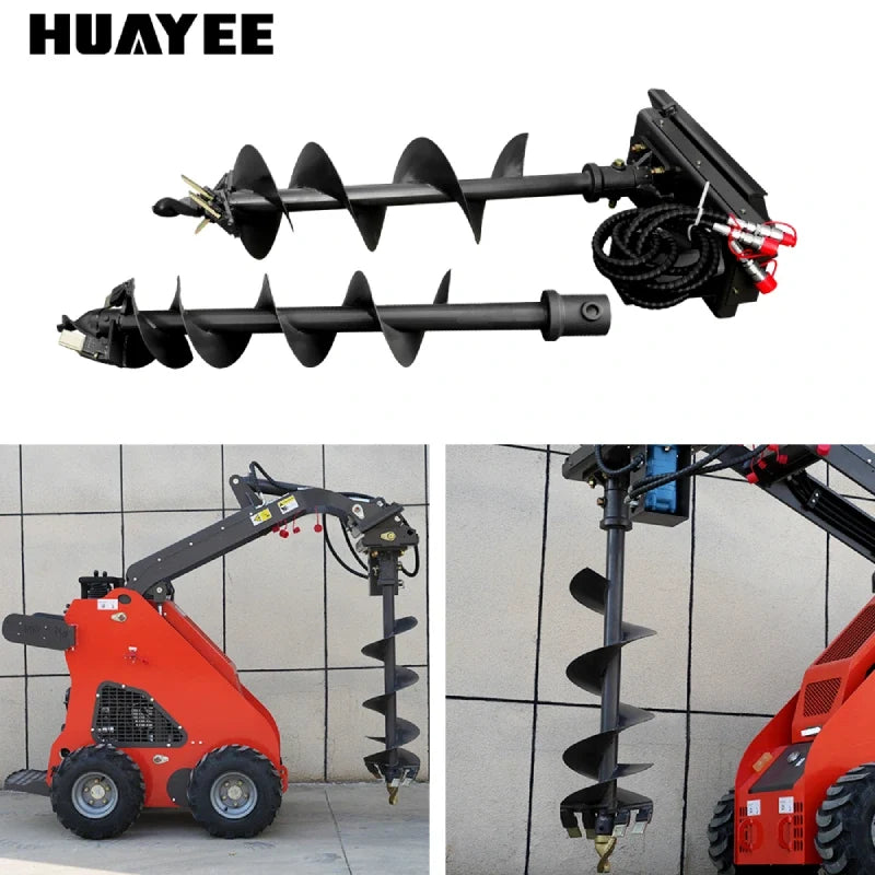 3-in-1 Set Australian Style Auger + 220mm + 300mm Drill Rod Attachments for Mini Skid Steer Loaders | HUAYEE HYS03