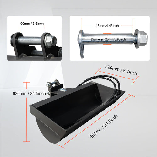 800mm 32" Tilt Bucket for 1-1.8 Ton Mini Excavators | HUAYEE HYE04