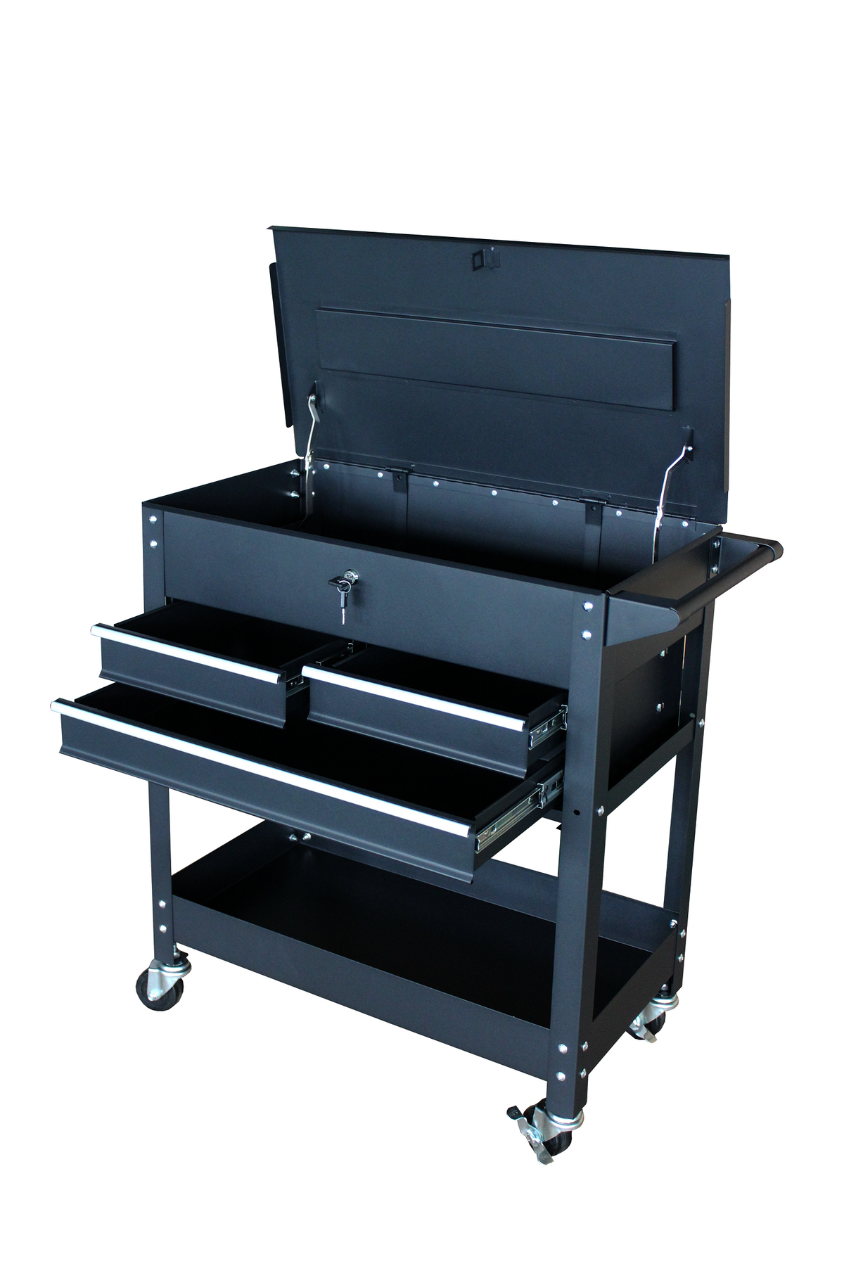 TMG-SC03D 3-Drawer Rolling Service Cart with Locking Lid