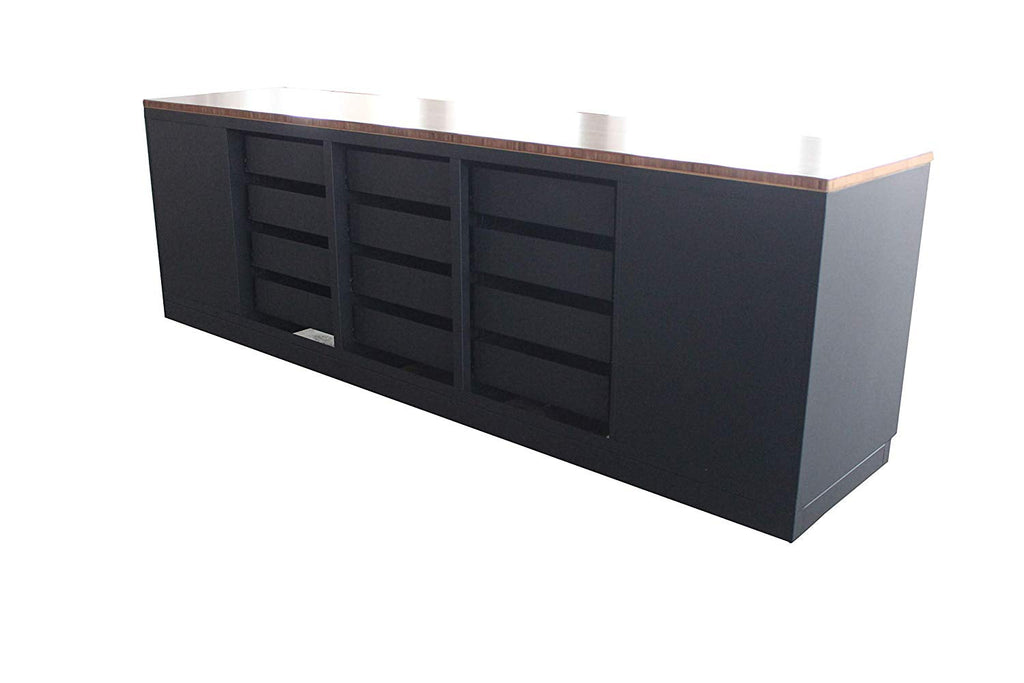 TMG Industrial Heavy-Duty 10-Ft Workbench, 12 Drawers, 2 Cabinets & Bamboo Top – TMG-WB10B