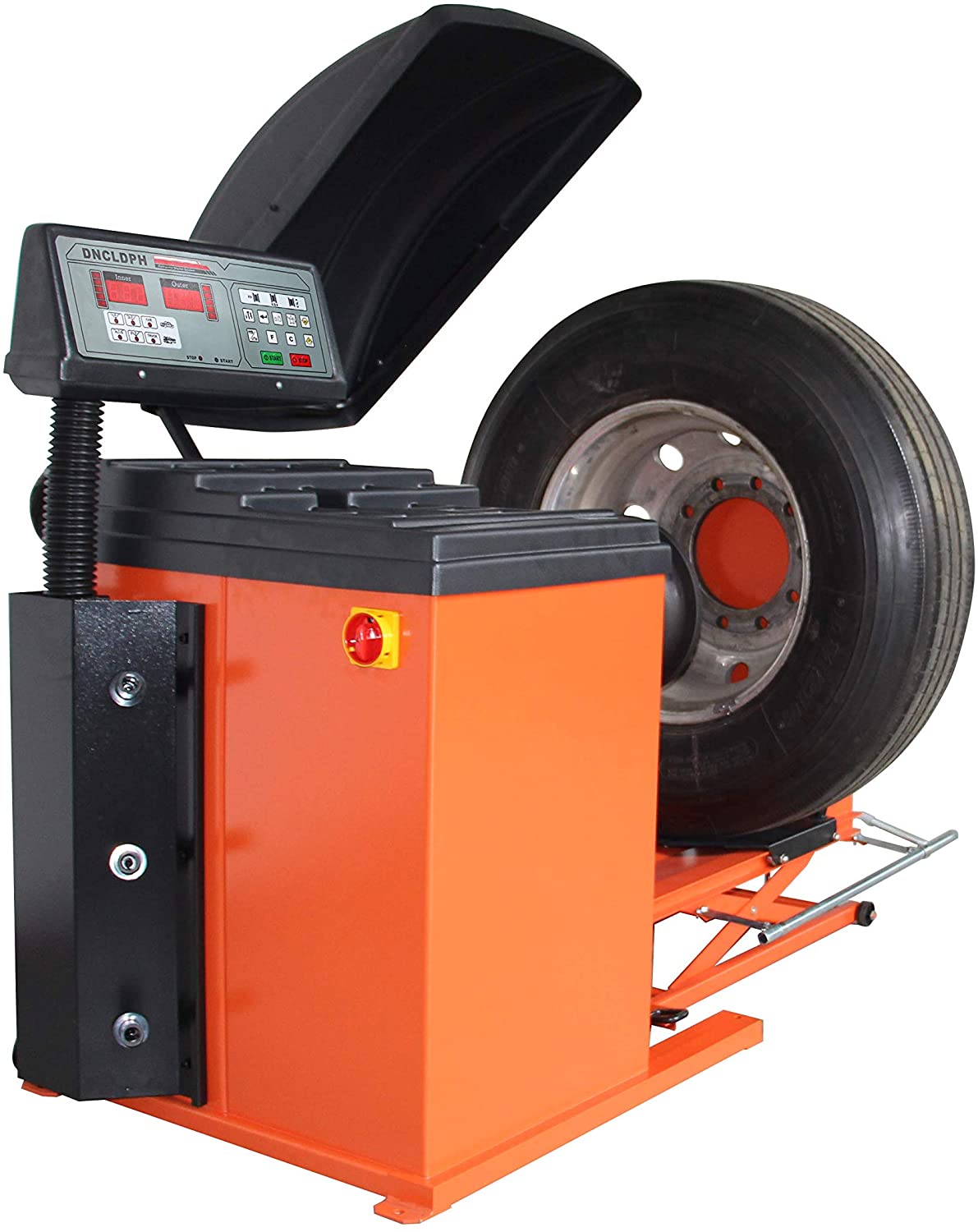 TMG Industrial Truck Wheel Balancer, Self-Calibrating, Air Powered Lift, 13”-24” Rim, Computerized, 220 RPM, +/- 1 g of Accuracy, TMG-TWB24