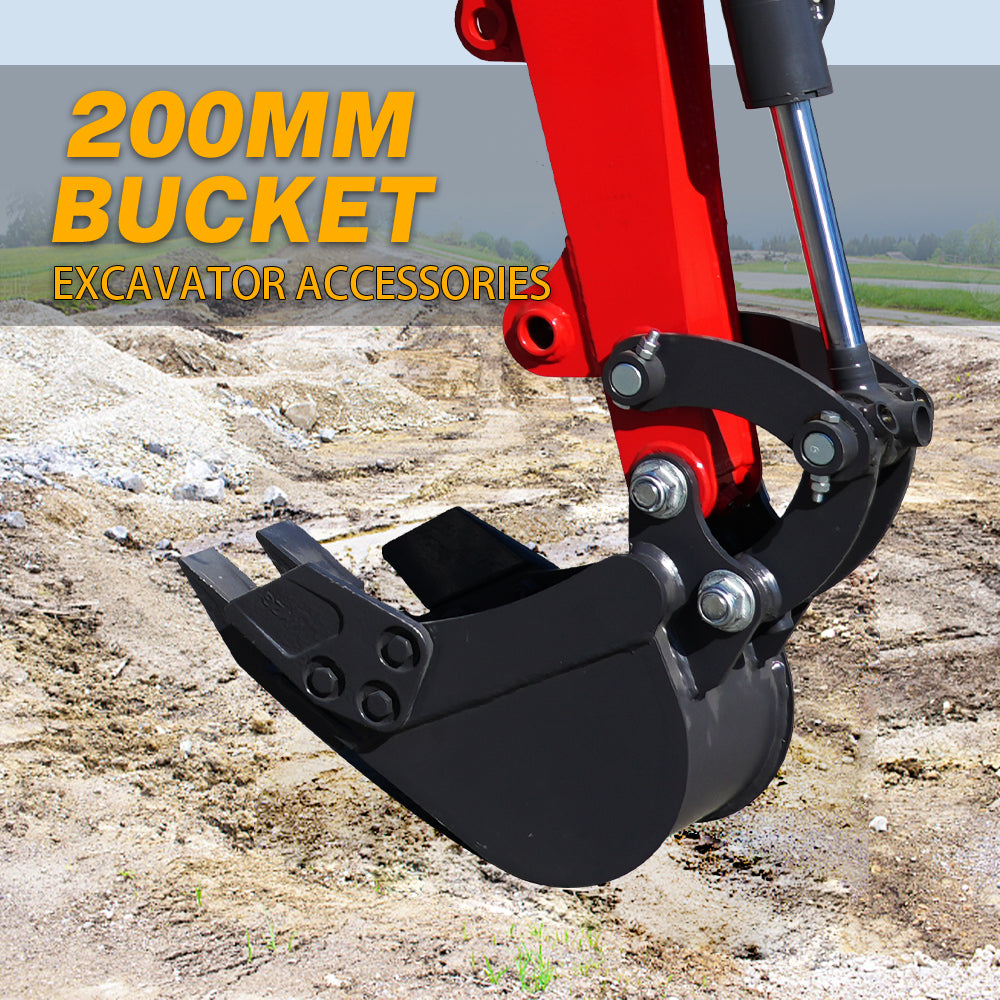 HUAYEE HYE01-1 | 8" Toothed Bucket for 1-1.8 Ton Mini Excavators