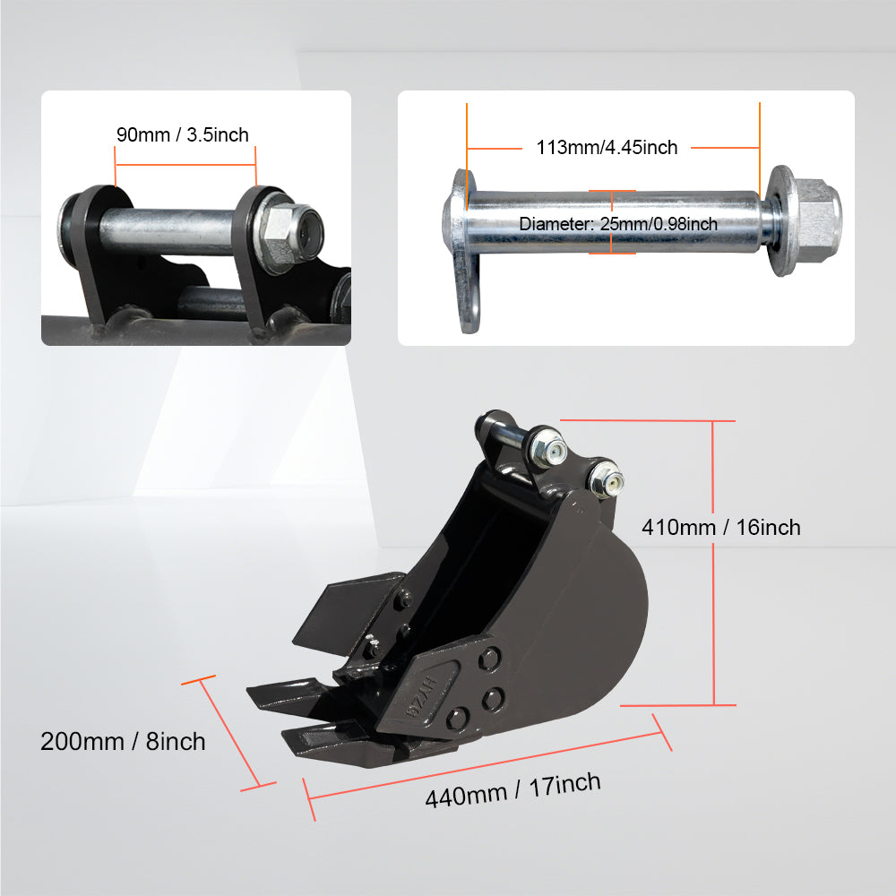 HUAYEE HYE01-1 | 8" Toothed Bucket for 1-1.8 Ton Mini Excavators