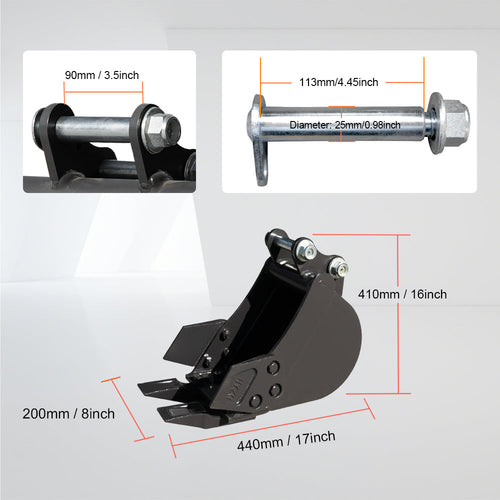 HUAYEE HYE01-1 | 8" Toothed Bucket for 1-1.8 Ton Mini Excavators
