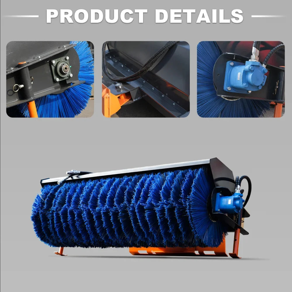 80 Inch Hydraulic Angle Broom Attachment Suits HY1025C/HY1050C/HY1065C Mini Skid Steer Loaders | HUAYEE HYL02