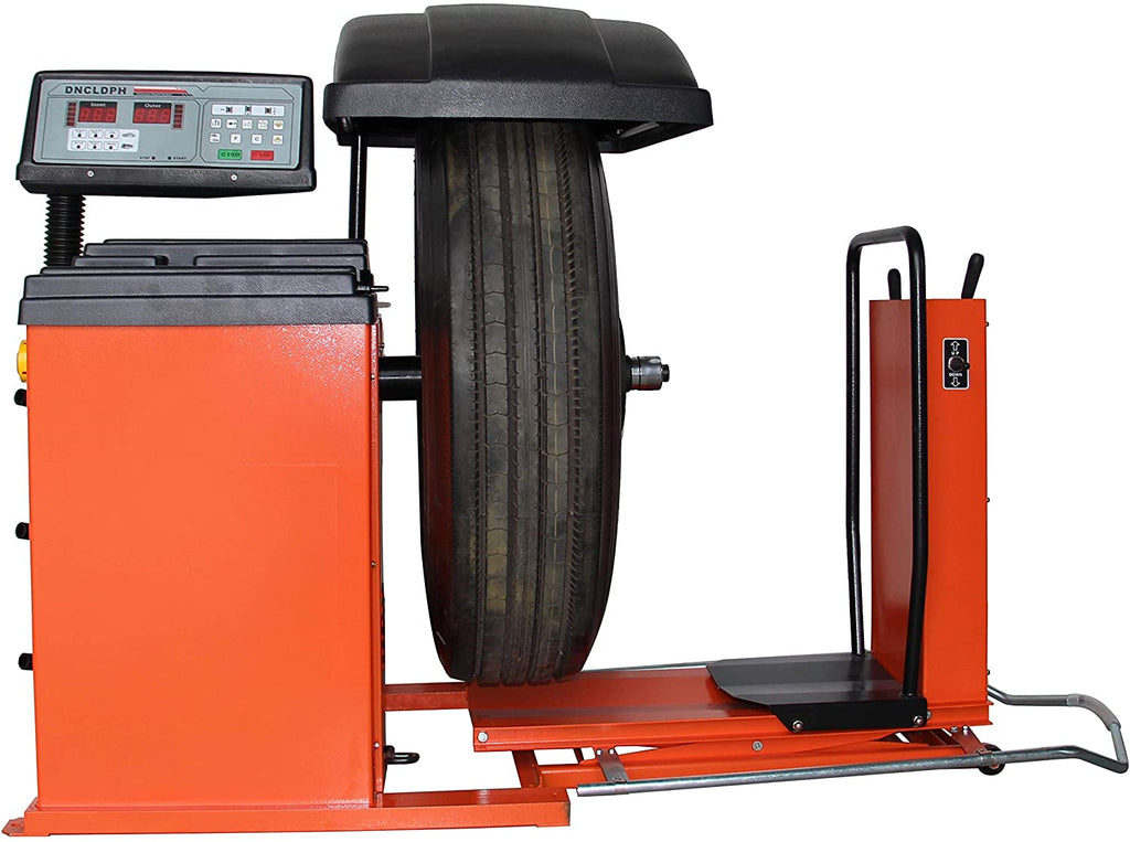 TMG Industrial Truck Wheel Balancer, Self-Calibrating, Air Powered Lift, 13”-24” Rim, Computerized, 220 RPM, +/- 1 g of Accuracy, TMG-TWB24