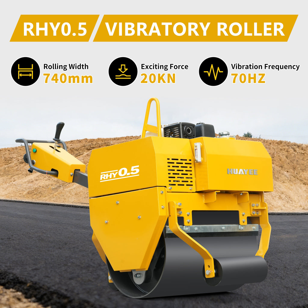 HUAYEE RHY0.5 Tandem Vibratory Roller | 0.5 Ton Walk-behind/Ride-on Compactor