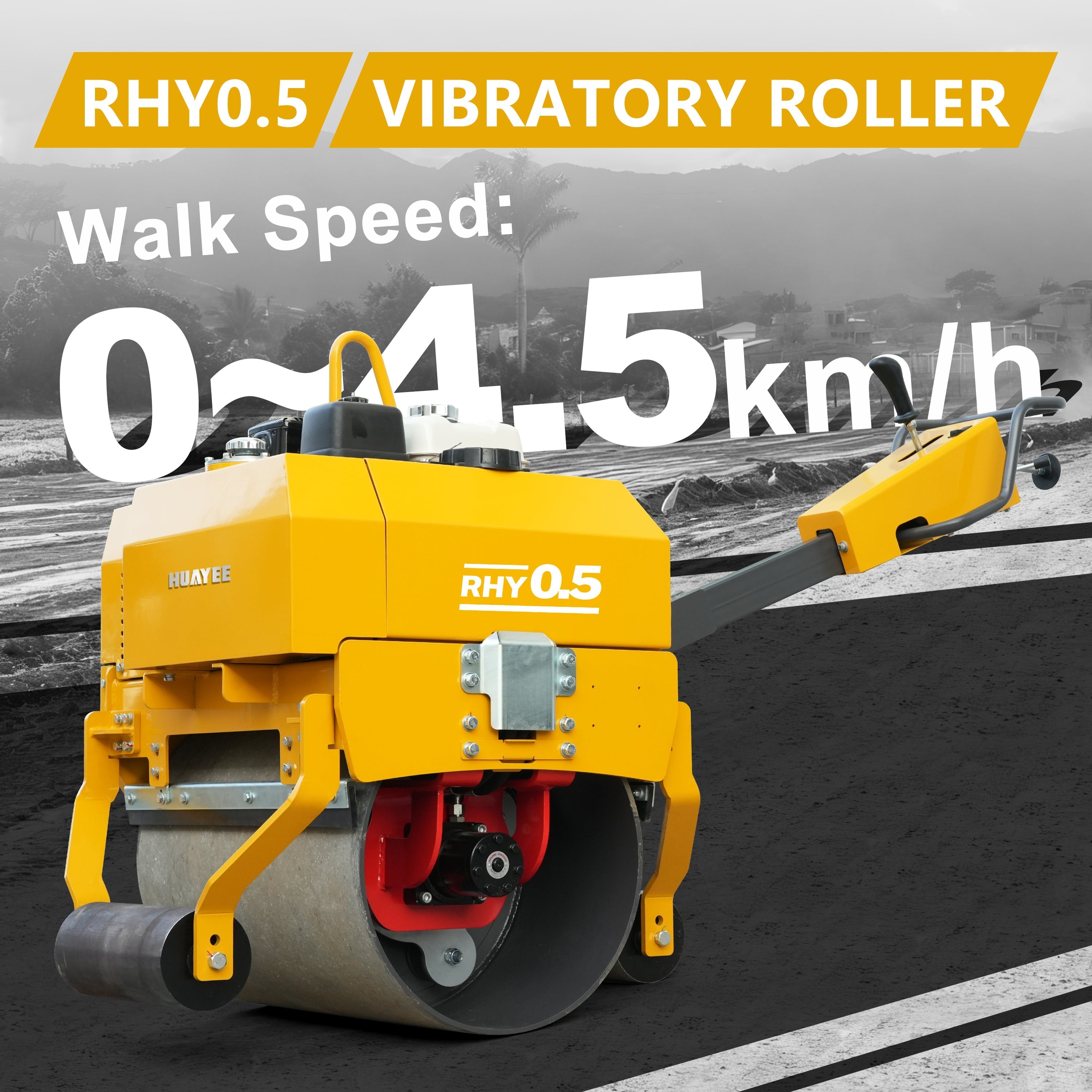 HUAYEE RHY0.5 Tandem Vibratory Roller | 0.5 Ton Walk-behind/Ride-on Compactor