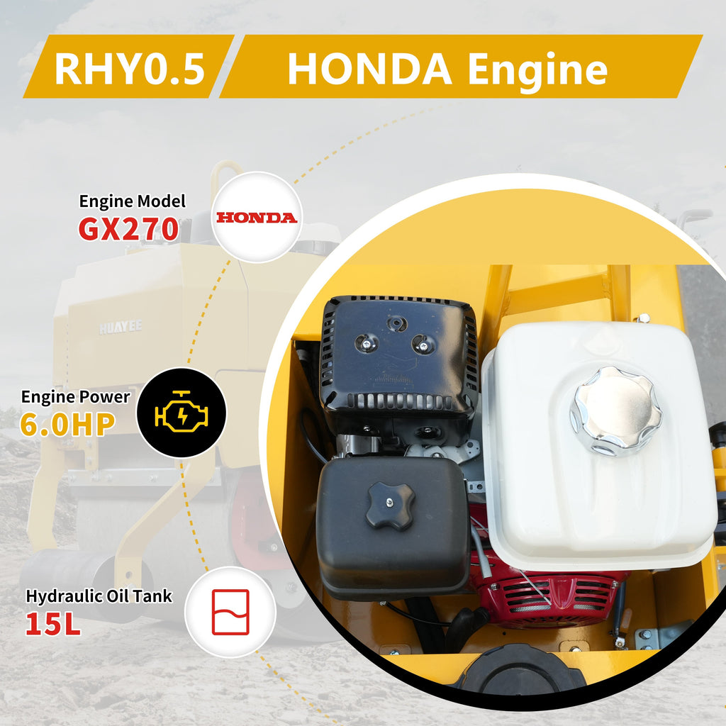 HUAYEE RHY0.5 Tandem Vibratory Roller | 0.5 Ton Walk-behind/Ride-on Compactor