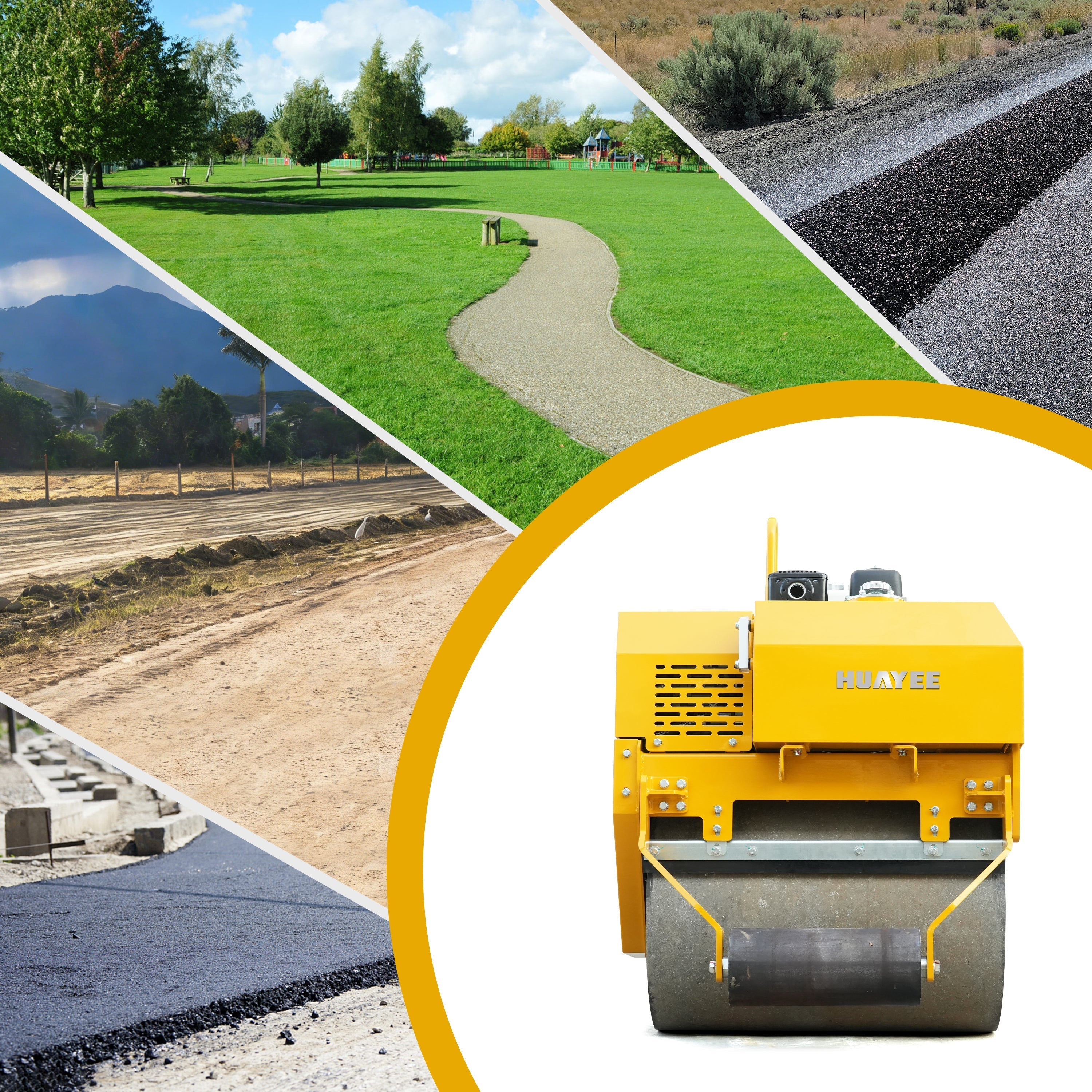 HUAYEE RHY0.5 Tandem Vibratory Roller | 0.5 Ton Walk-behind/Ride-on Compactor