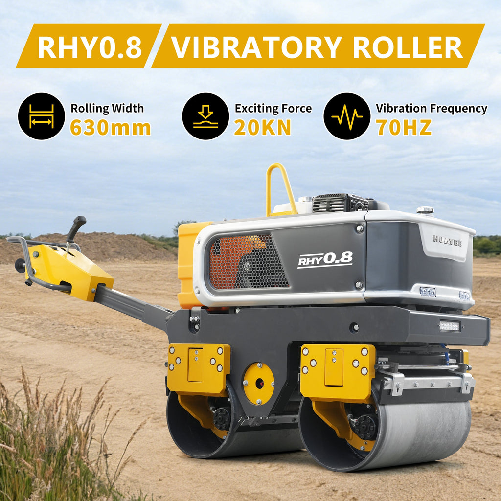 HUAYEE RHY0.8 Heavy-Duty Tandem Roller | 0.8 Ton Vibratory Road Compactor