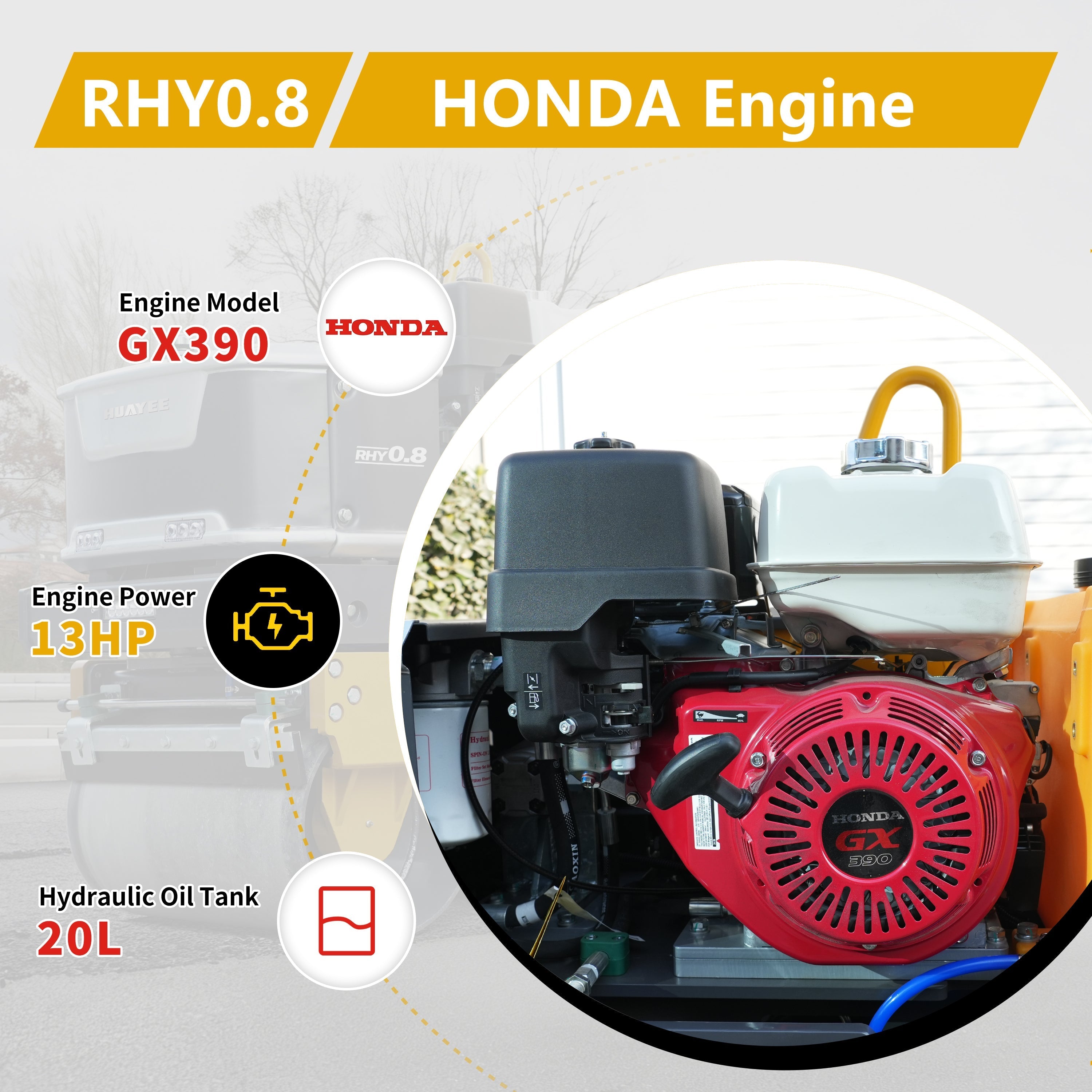 HUAYEE RHY0.8 Heavy-Duty Tandem Roller | 0.8 Ton Vibratory Road Compactor