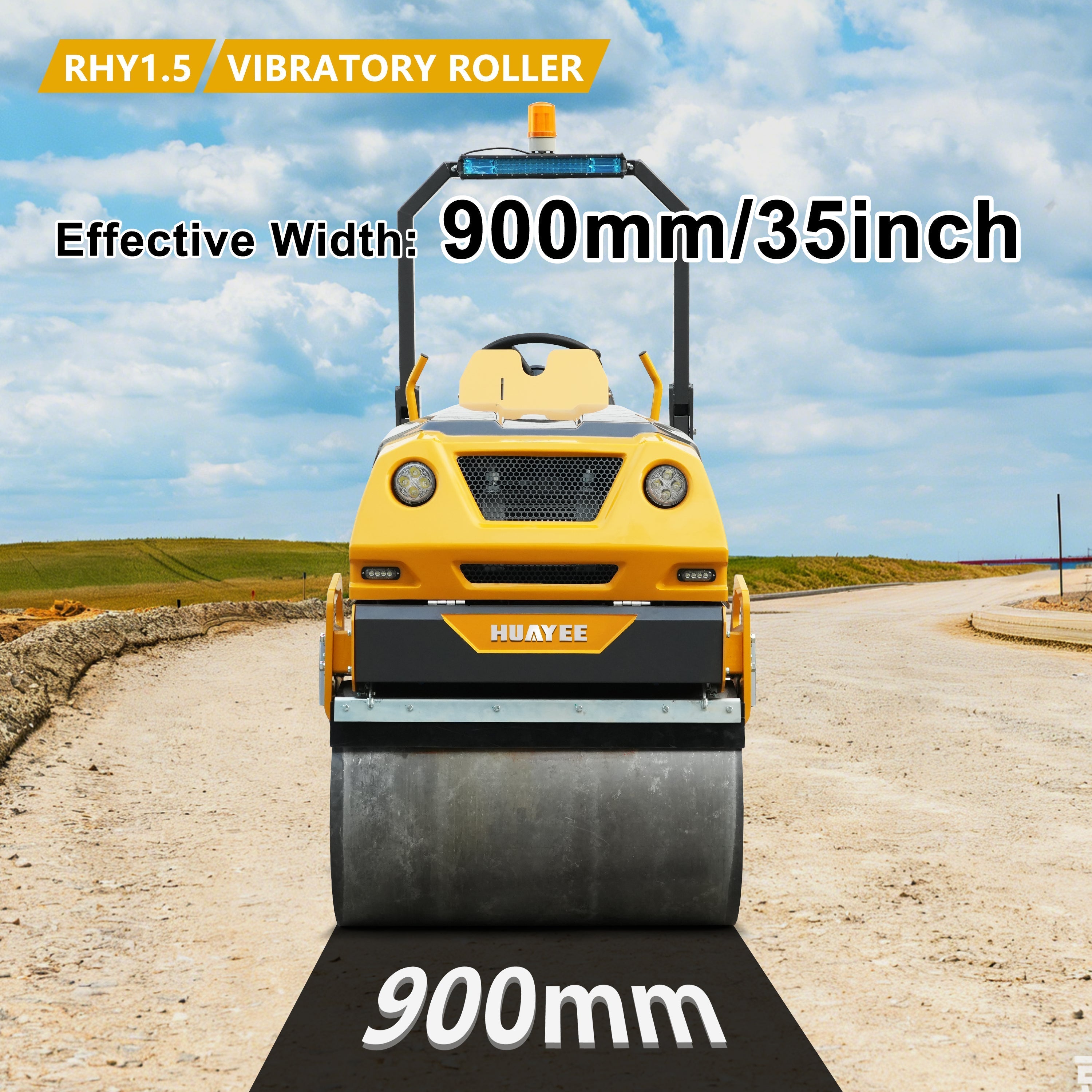 HUAYEE RHY1.5 Flagship Tandem Roller | 1.5 Ton Intelligent Road Compactor