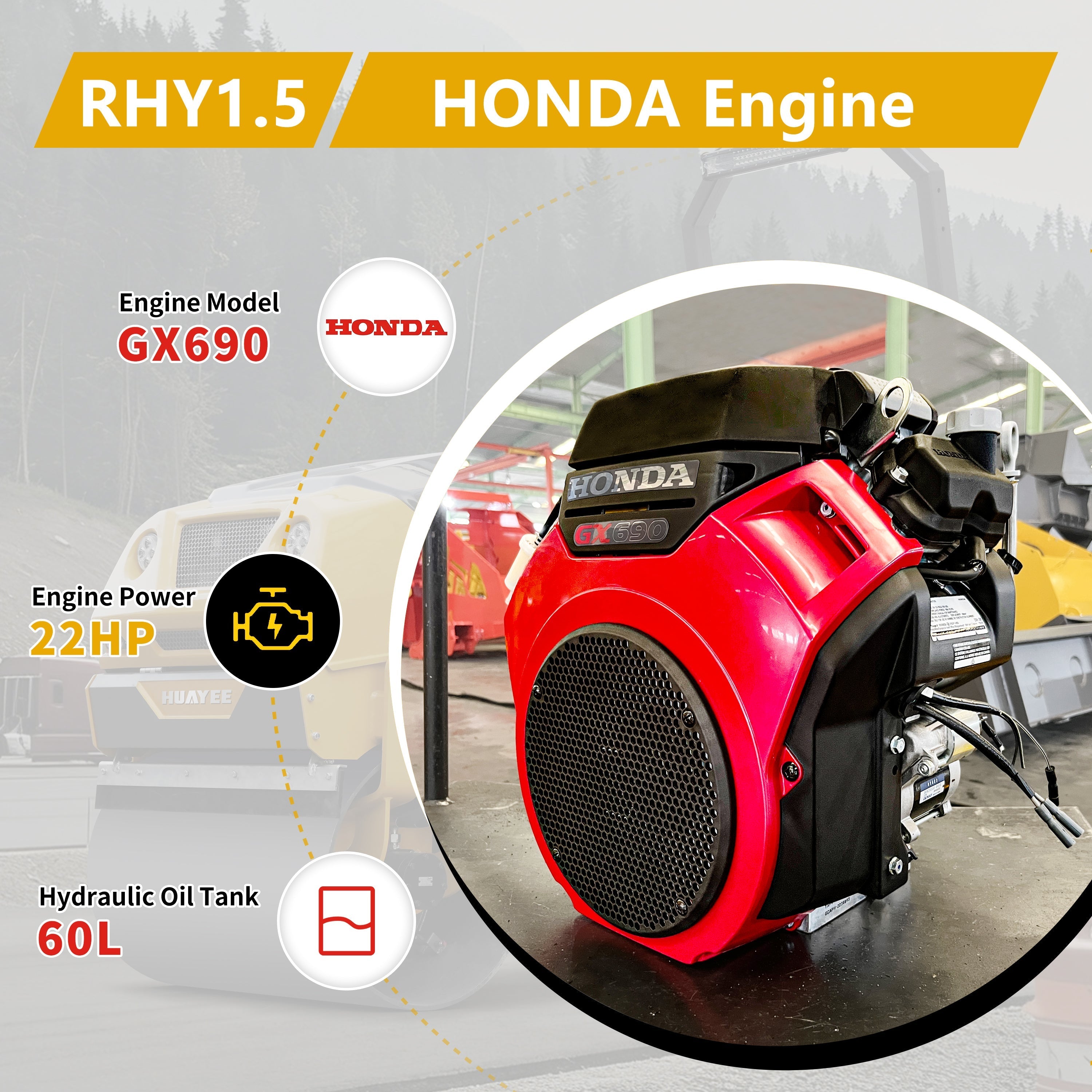 HUAYEE RHY1.5 Flagship Tandem Roller | 1.5 Ton Intelligent Road Compactor