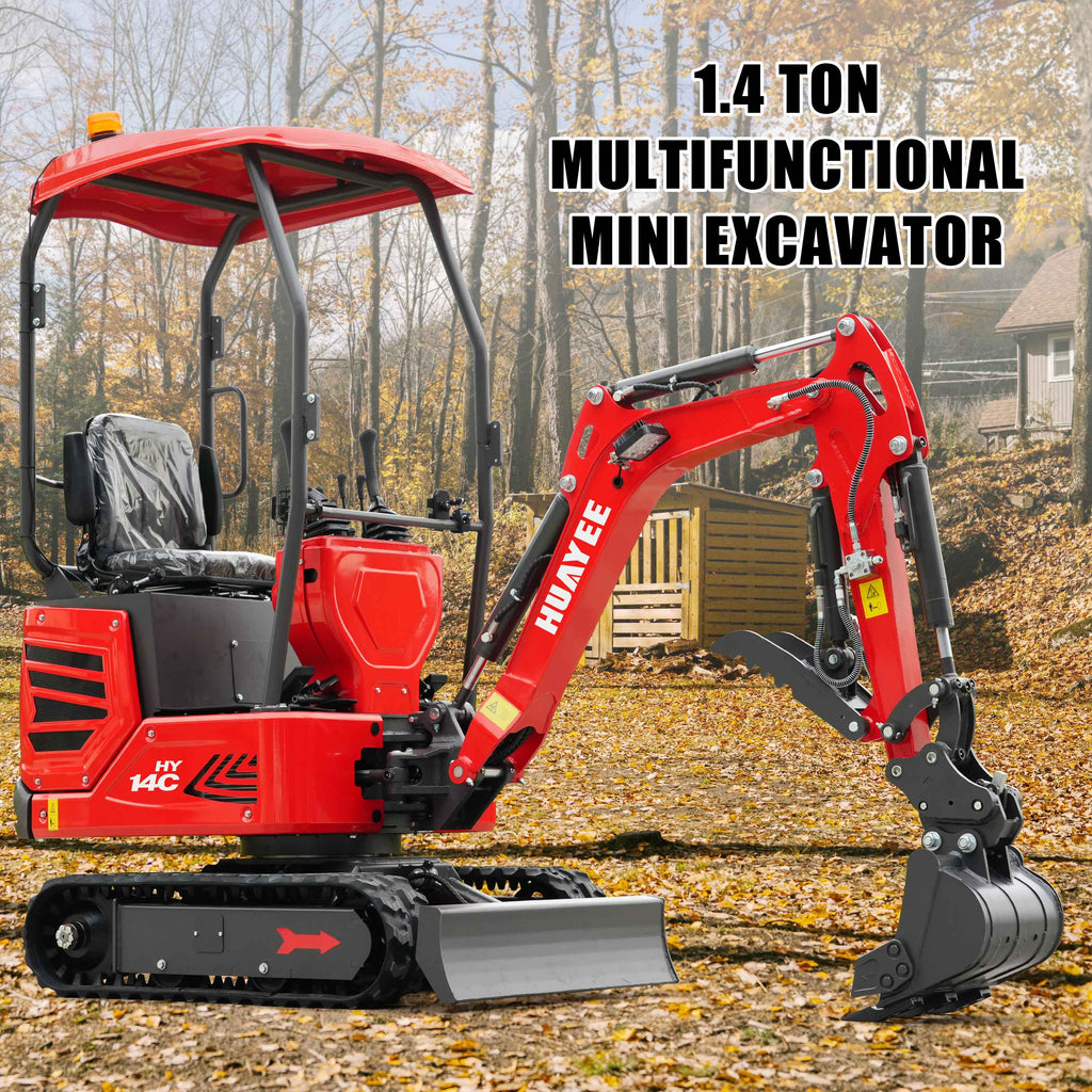 HUAYEE HY14C | Mini Excavator with Hydraulic Thumb & Side Swing Boom - 13.5hp B&S Engine