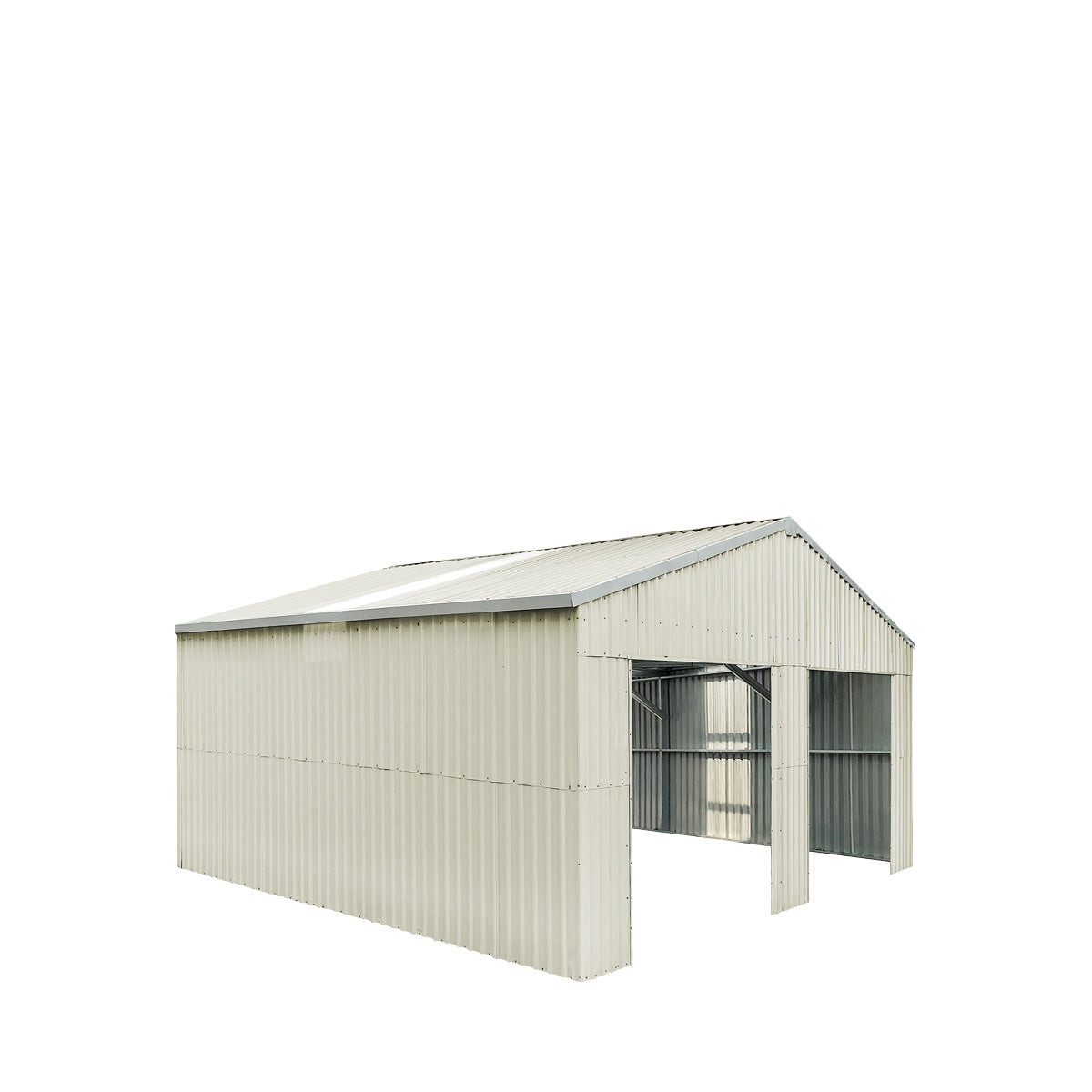 TMG Industrial 25’ x 25’ Double Garage Metal Barn Shed with Side Entry Door, 625 Sq-Ft Floor Space, 9’8” Eave Height, 27 GA Metal, Skylights, 4/12 Roof Pitch, TMG-MS2525