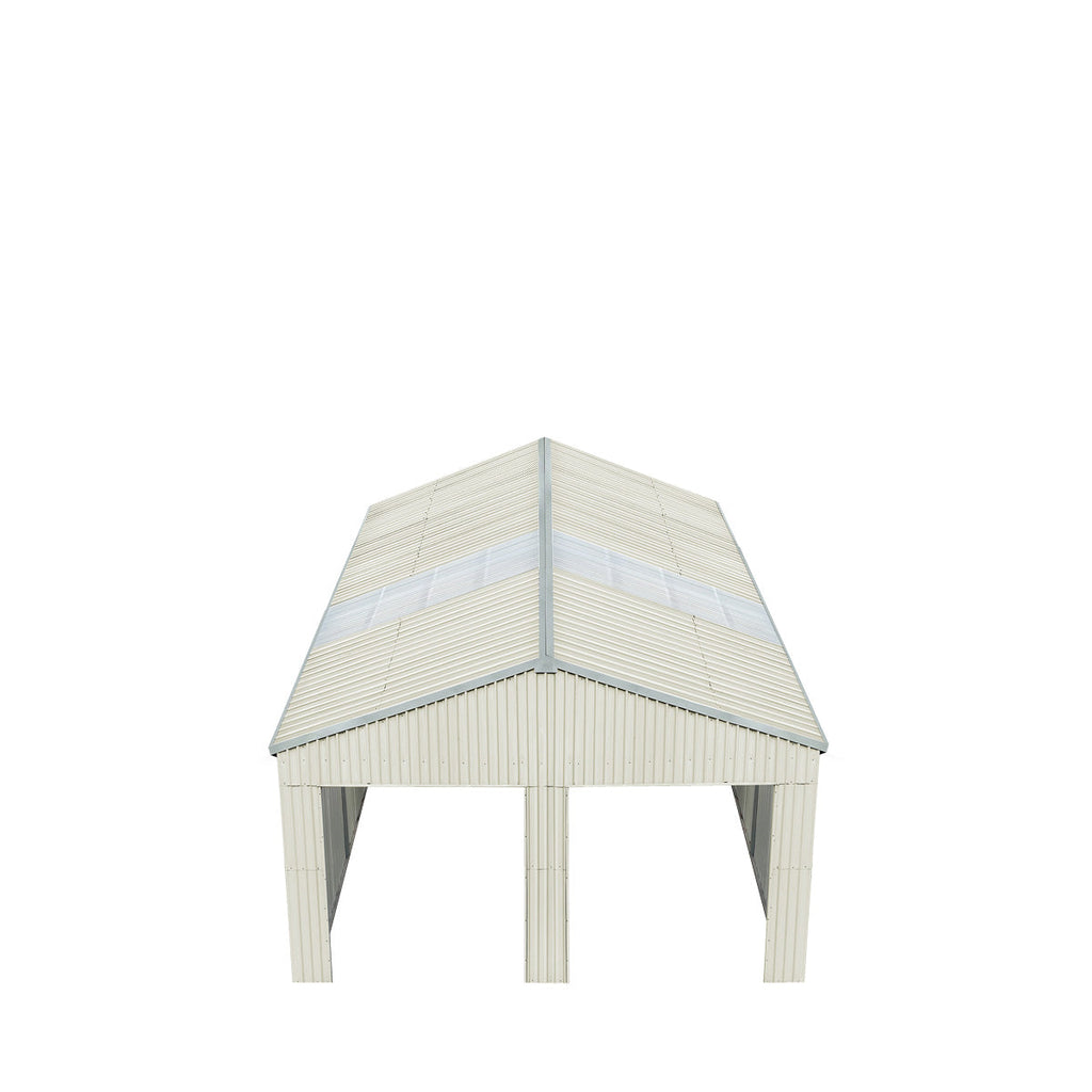 TMG Industrial 25’ x 25’ Double Garage Metal Barn Shed with Side Entry Door, 625 Sq-Ft Floor Space, 9’8” Eave Height, 27 GA Metal, Skylights, 4/12 Roof Pitch, TMG-MS2525