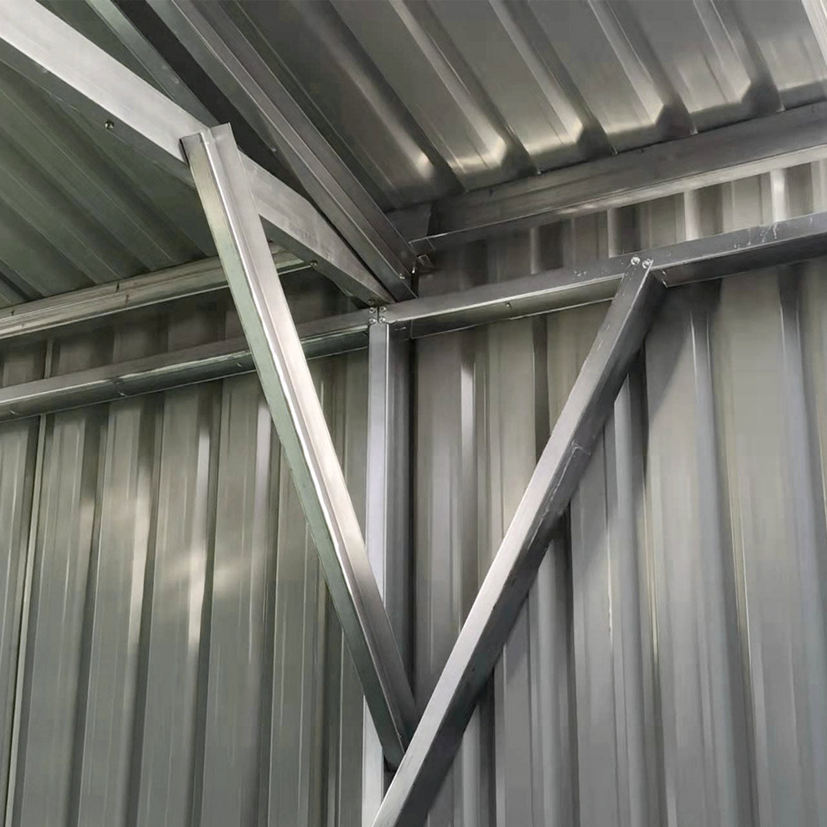 TMG Industrial 25’ x 25’ Double Garage Metal Barn Shed with Side Entry Door, 625 Sq-Ft Floor Space, 9’8” Eave Height, 27 GA Metal, Skylights, 4/12 Roof Pitch, TMG-MS2525