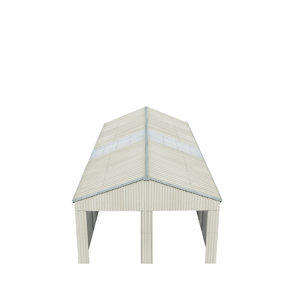 TMG Industrial 25’ x 33’ Double Garage Metal Barn Shed with Side Entry Door, 825 Sq-Ft Floor Space, 9’8” Eave Height, 27 GA Metal, Skylights, 4/12 Roof Pitch, TMG-MS2533
