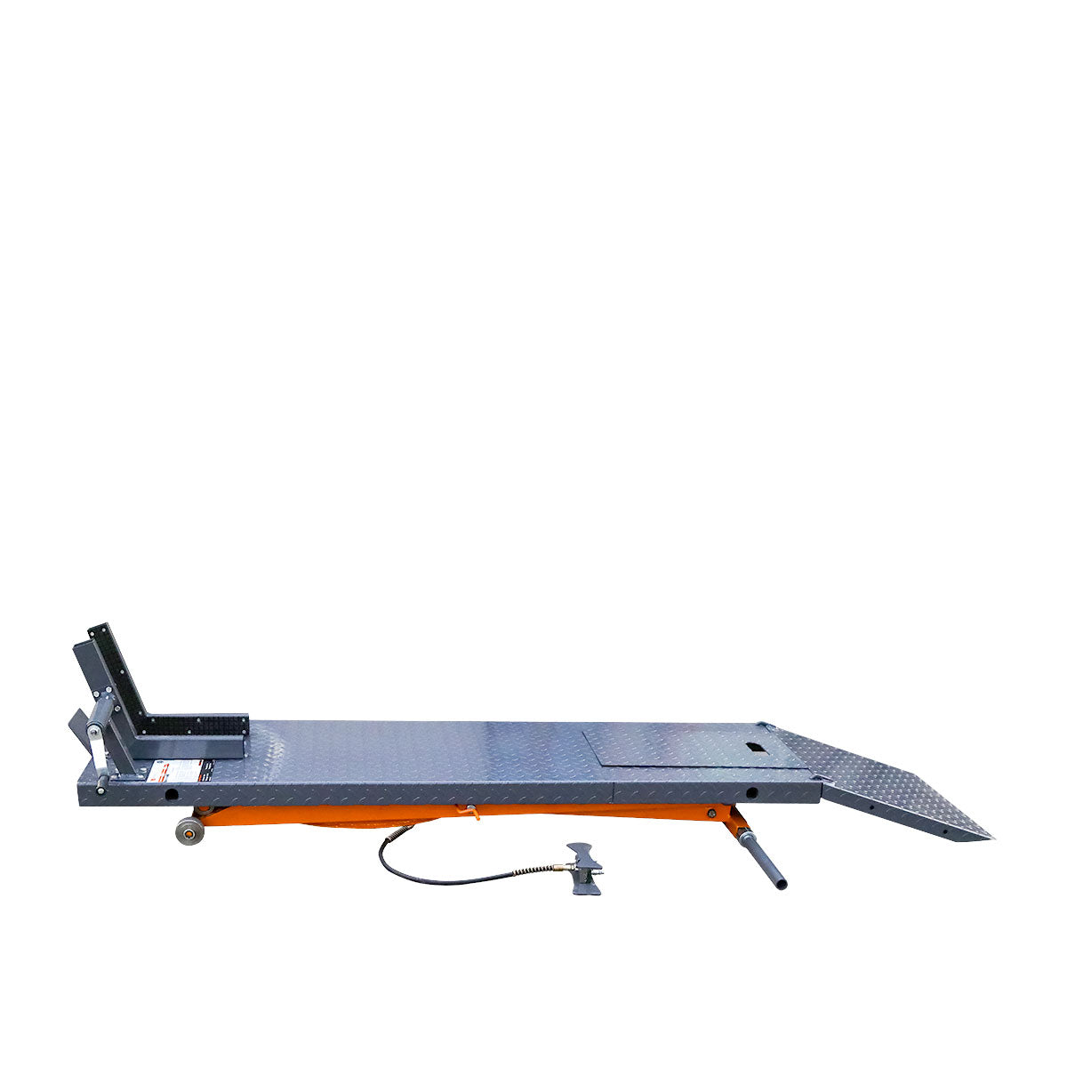 TMG Industrial 1000 lb Portable Motorcycle/ATV Scissor Lift, 44” Work Platform, 10” Side Panel Extensions, Front Vise Kit, TMG-1000PML