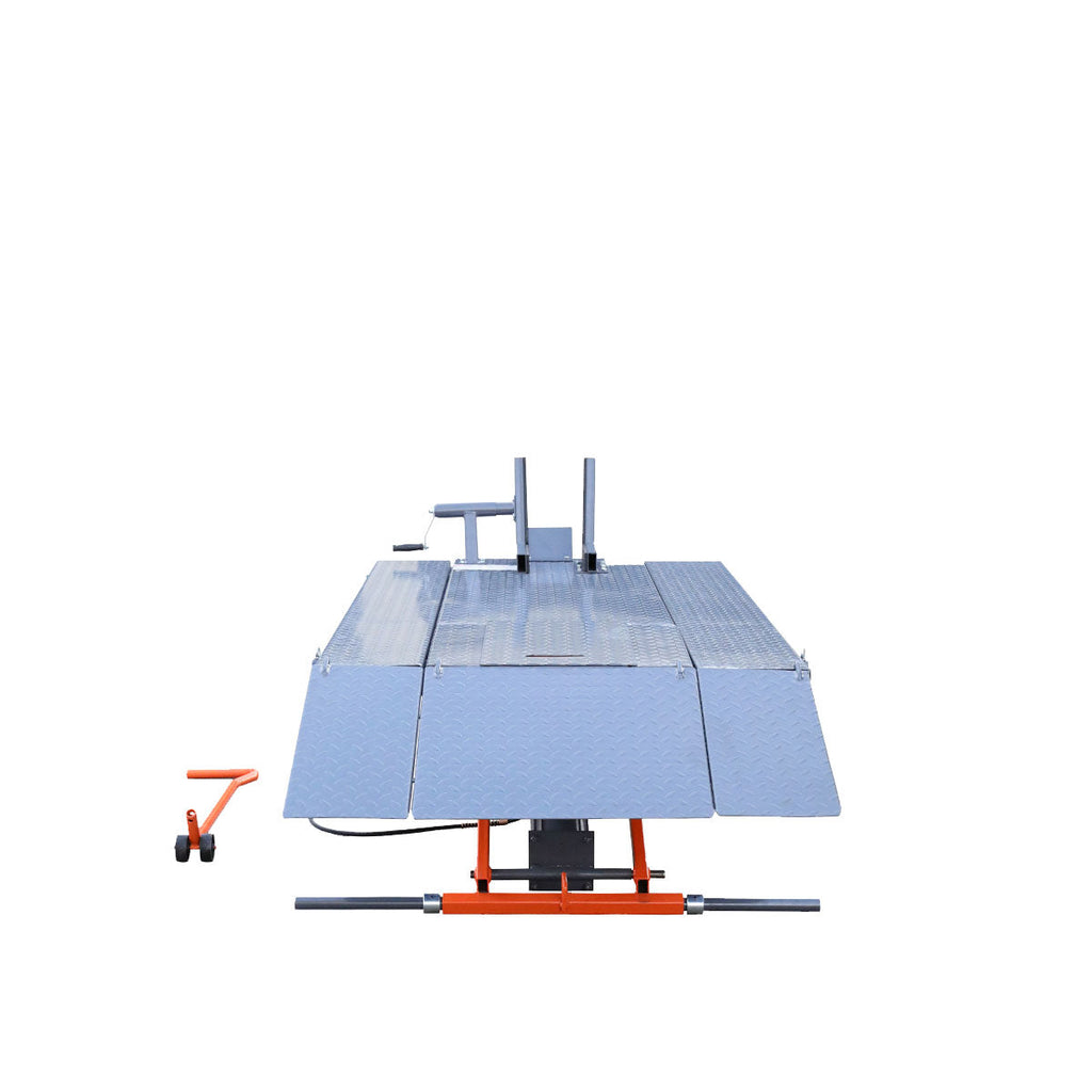 TMG Industrial 1000 lb Portable Motorcycle/ATV Scissor Lift, 44” Work Platform, 10” Side Panel Extensions, Front Vise Kit, TMG-1000PML