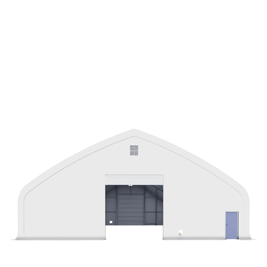 TMG Industrial Pro Series 70' x 100' Dual Truss Storage Shelter with Heavy Duty 32 oz PVC Cover & Drive Through Doors, TMG-DT70100-PRO