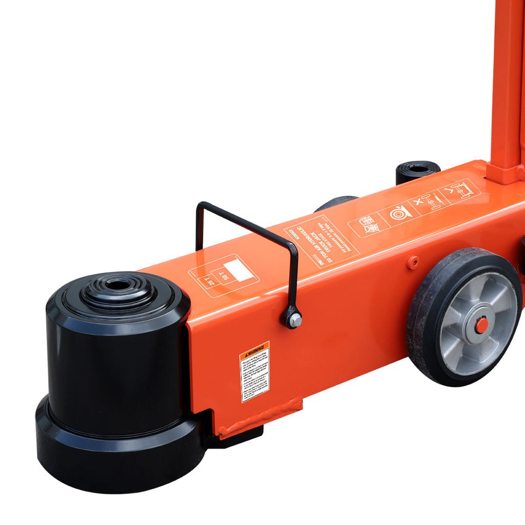 TMG Industrial 50 Ton Air Hydraulic Two Stage Truck Jack, 25 Ton Self-Retracting Ram, Adjustable 90°-180°, TMG-AJT50