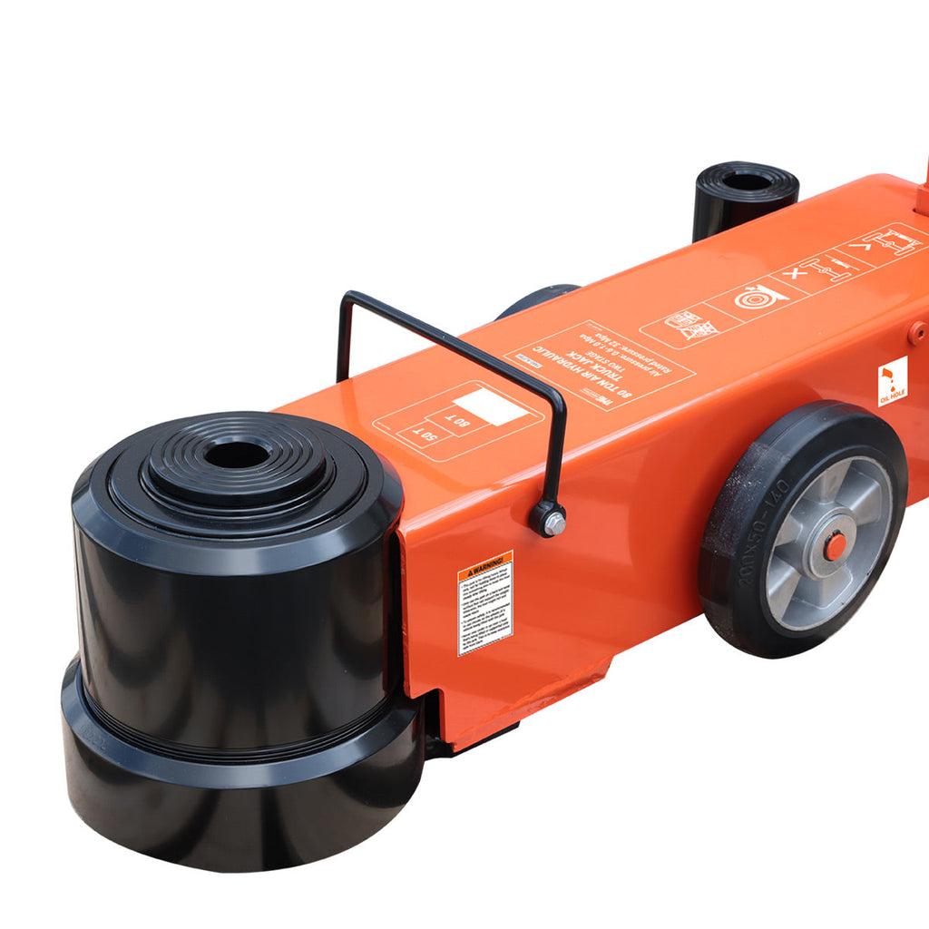 TMG Industrial 80 Ton Air Hydraulic Two Stage Truck Jack, 50 Ton Self-Retracting Ram, Adjustable 90°-180°, TMG-AJT80