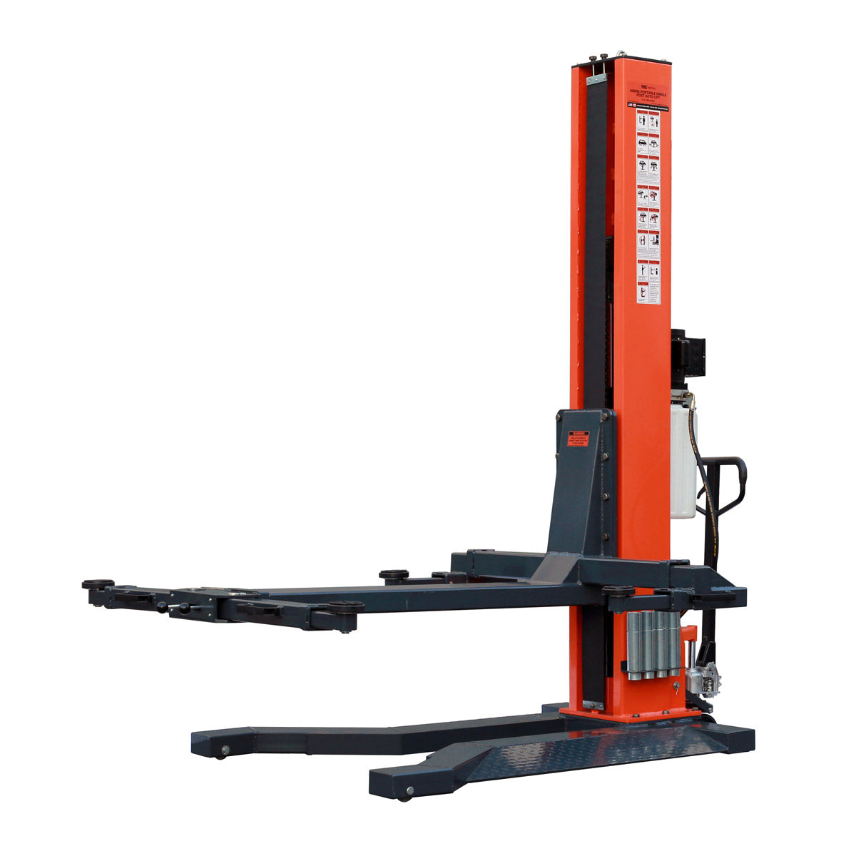 TMG-ALSP60 6000 LB Portable Single Post Auto Lift, 72'' Lifting Height, Low Profile Jack, CETL certified Pump