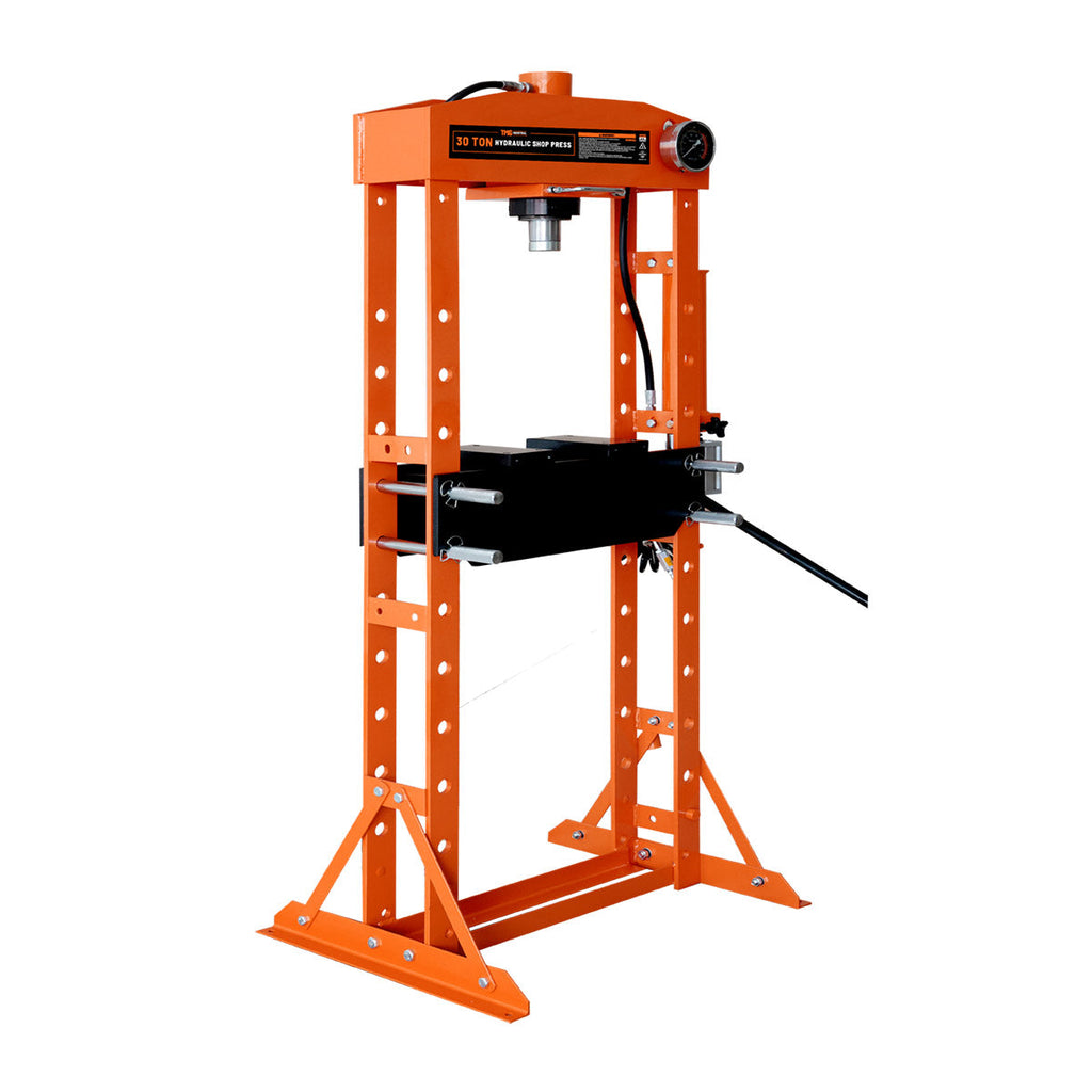 TMG Industrial 30 Ton Capacity Hydraulic Shop Press, Pneumatic & Manual Operation, 11 Bed Height Positions, TMG-ASP30