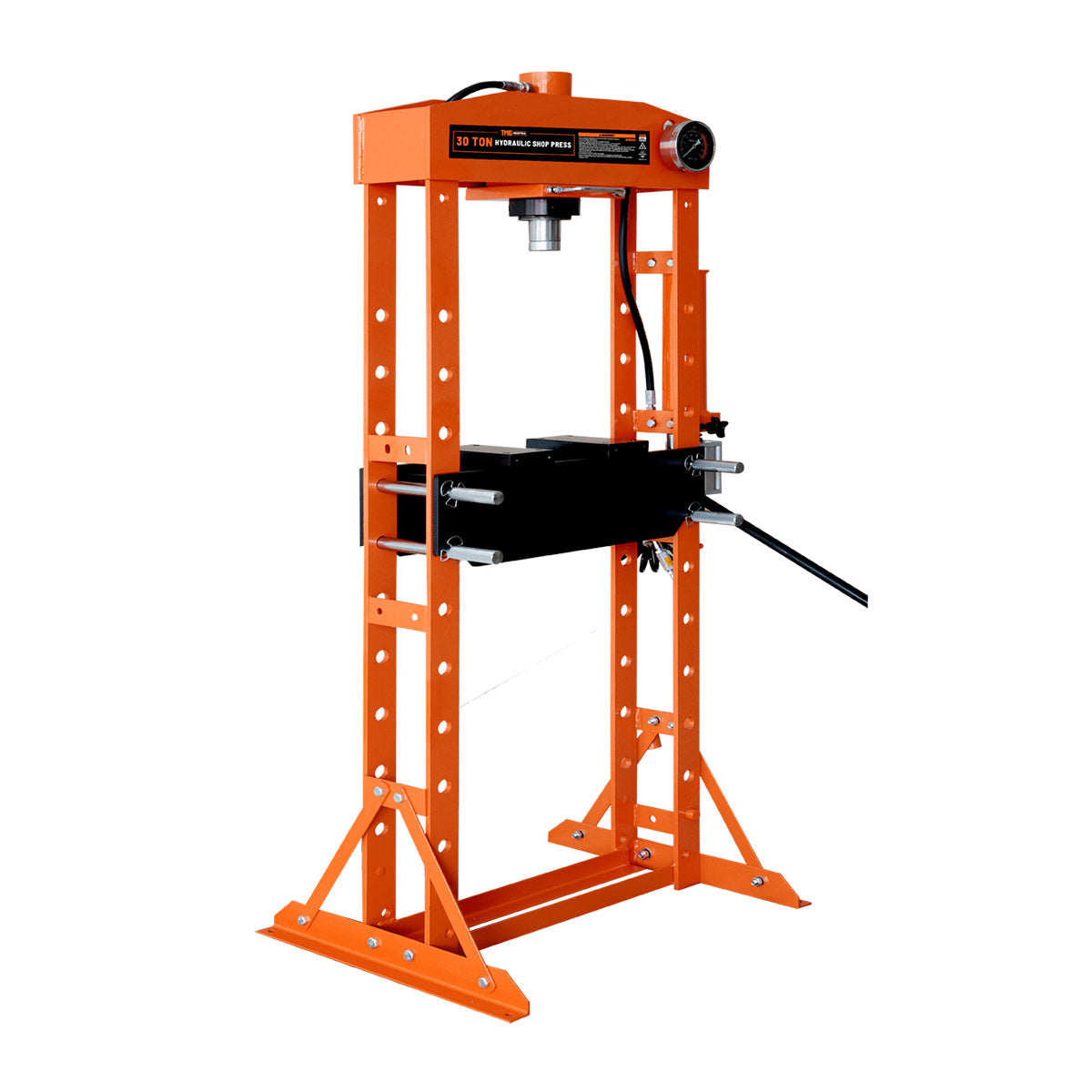 TMG Industrial 30 Ton Capacity Hydraulic Shop Press, Pneumatic & Manual Operation, 11 Bed Height Positions, TMG-ASP30