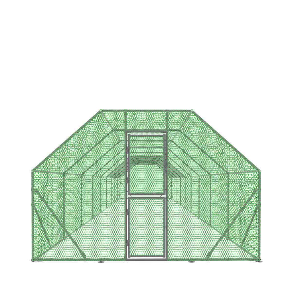 TMG Industrial 10’ x 60’ Wire Mesh Chicken Run Shelter Coop, Galvanized Steel, 600 Sq-Ft, Lockable Gate, PVC Coated Mesh, TMG-CRS1060
