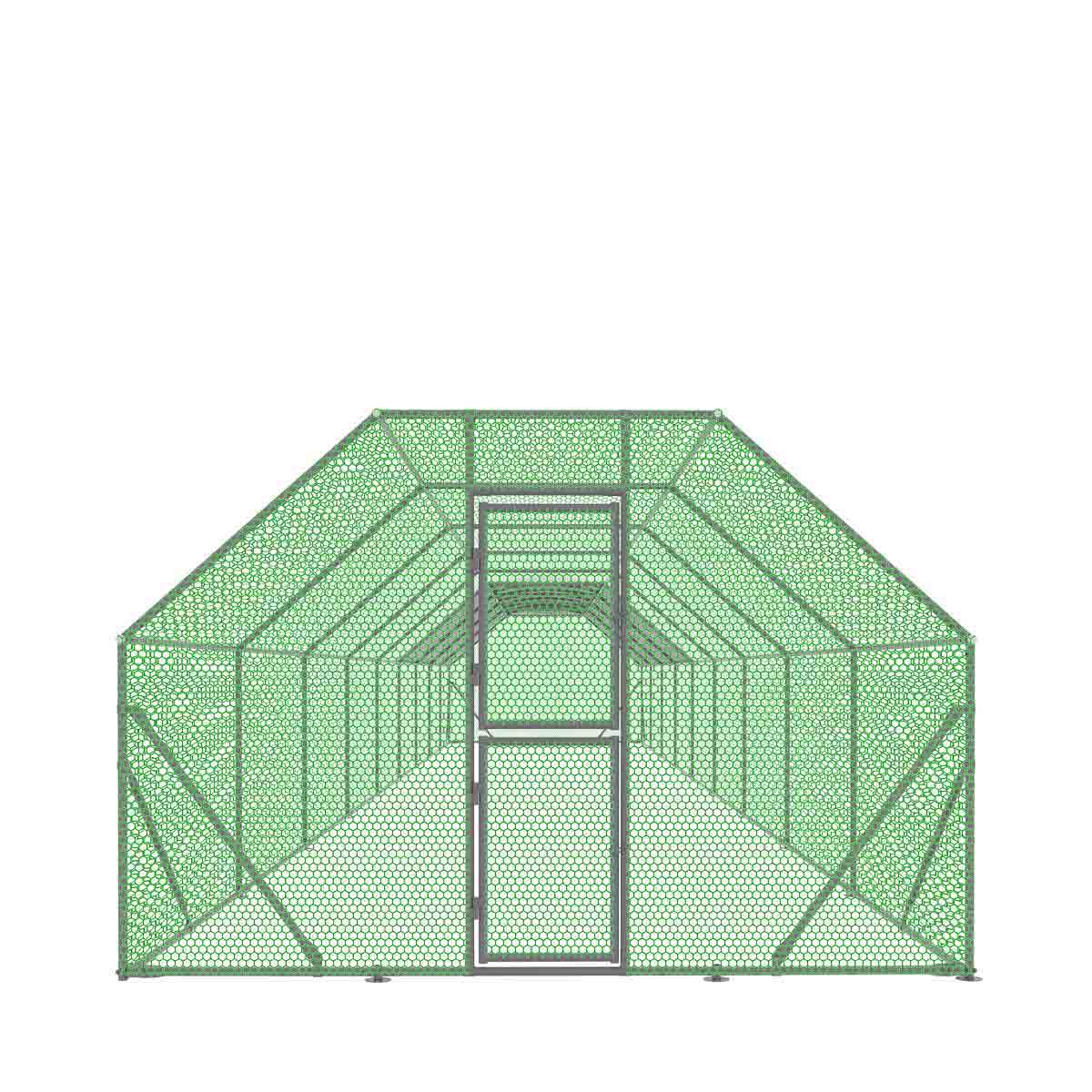 TMG Industrial 10’ x 60’ Wire Mesh Chicken Run Shelter Coop, Galvanized Steel, 600 Sq-Ft, Lockable Gate, PVC Coated Mesh, TMG-CRS1060