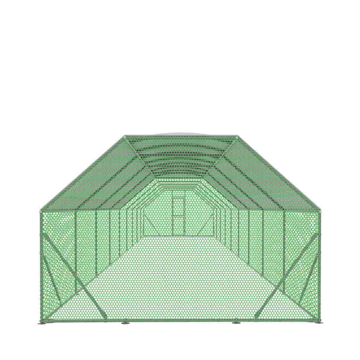 TMG Industrial 10’ x 60’ Wire Mesh Chicken Run Shelter Coop, Galvanized Steel, 600 Sq-Ft, Lockable Gate, PVC Coated Mesh, TMG-CRS1060