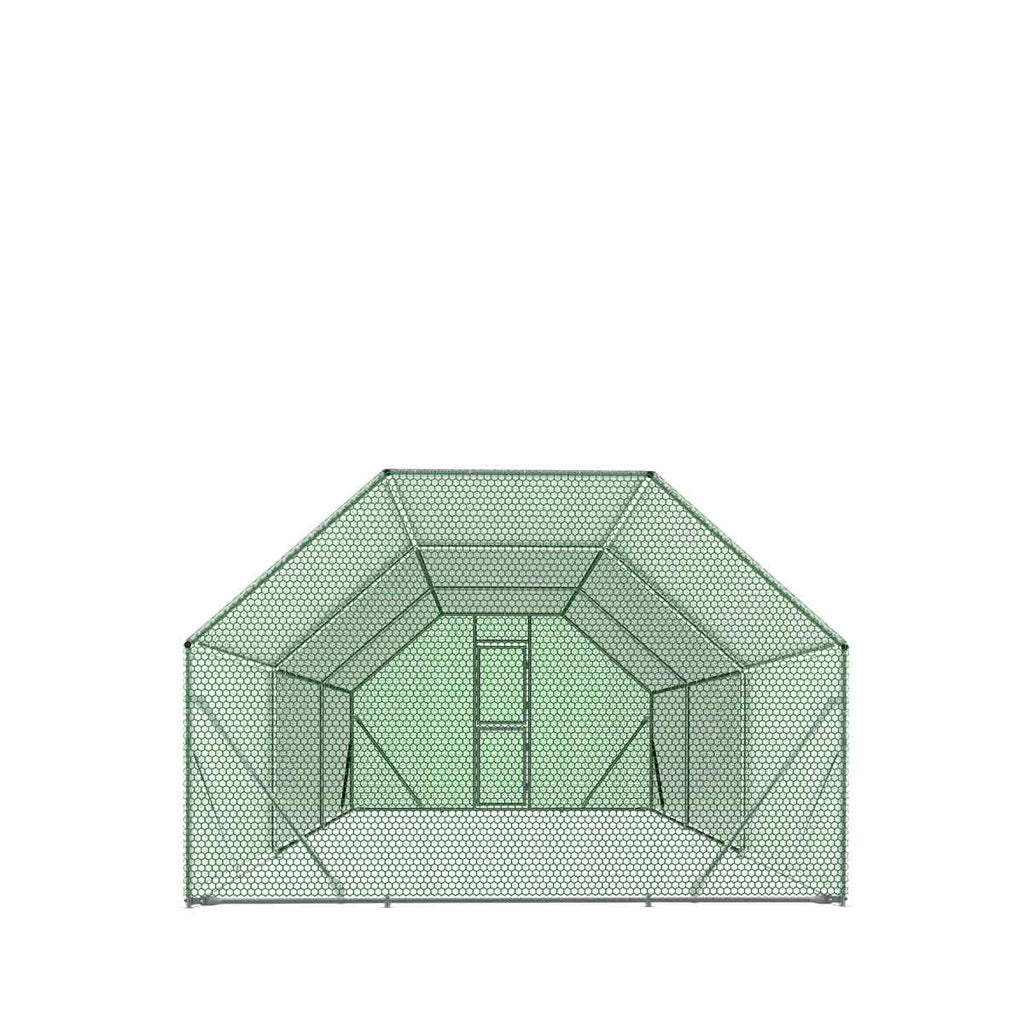 TMG Industrial 10’ x 20’ Wire Mesh Chicken Run Shelter Coop, Galvanized Steel, 200 Sq-Ft, Lockable Gate, PVC Coated Mesh, TMG-CRS1020