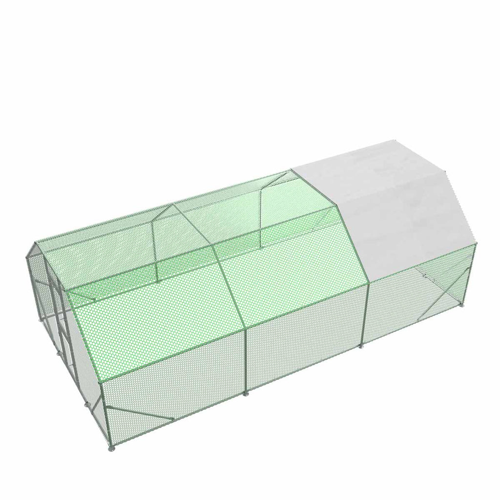 TMG Industrial 10’ x 20’ Wire Mesh Chicken Run Shelter Coop, Galvanized Steel, 200 Sq-Ft, Lockable Gate, PVC Coated Mesh, TMG-CRS1020