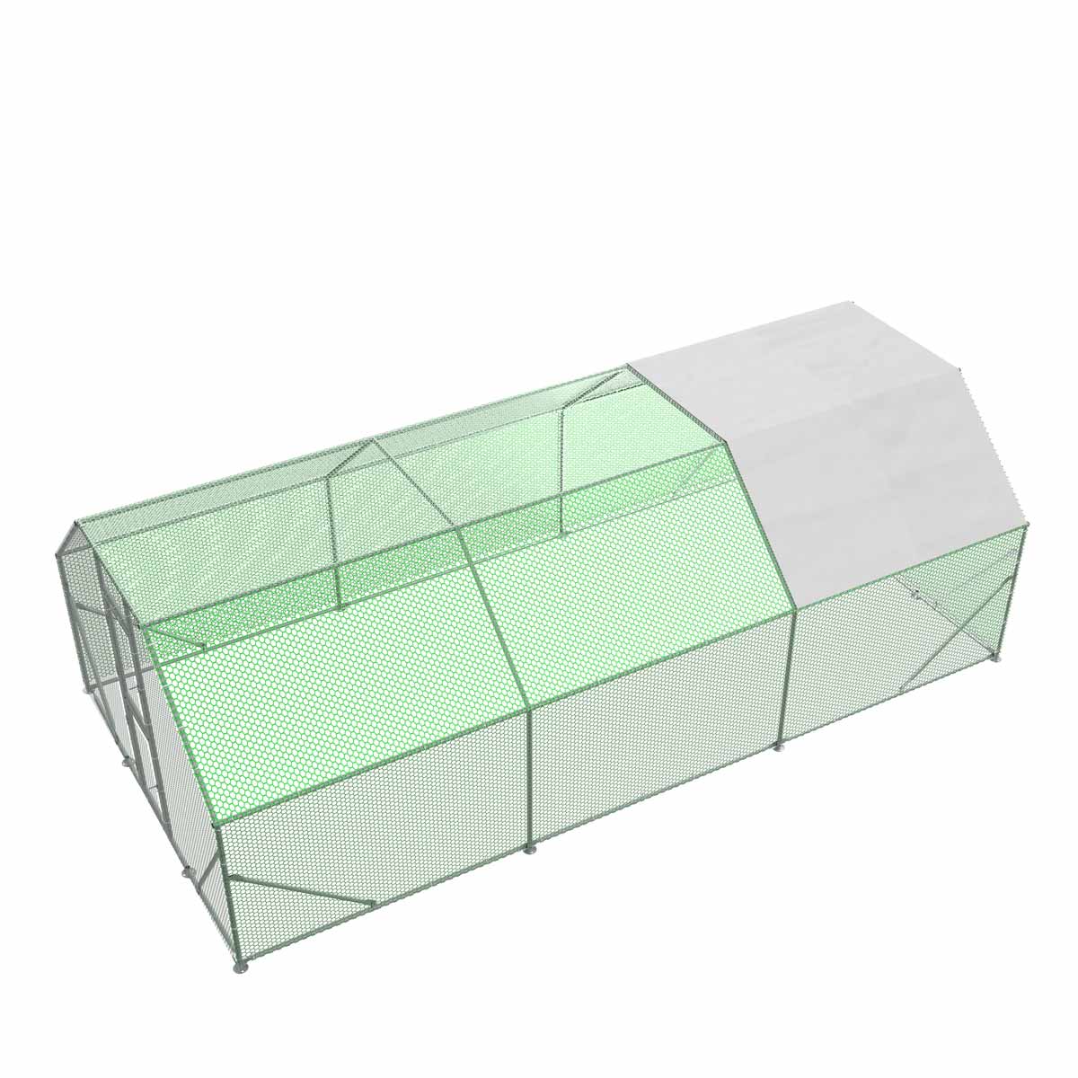TMG Industrial 10’ x 20’ Wire Mesh Chicken Run Shelter Coop, Galvanized Steel, 200 Sq-Ft, Lockable Gate, PVC Coated Mesh, TMG-CRS1020